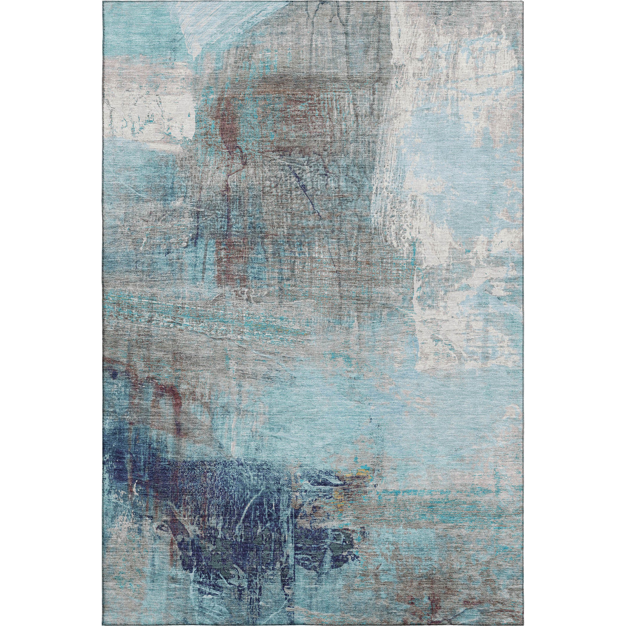 Luang Prabang Machine Washable Transitional Teal Rug 2'6" x 3'10" #shape_Rectangle