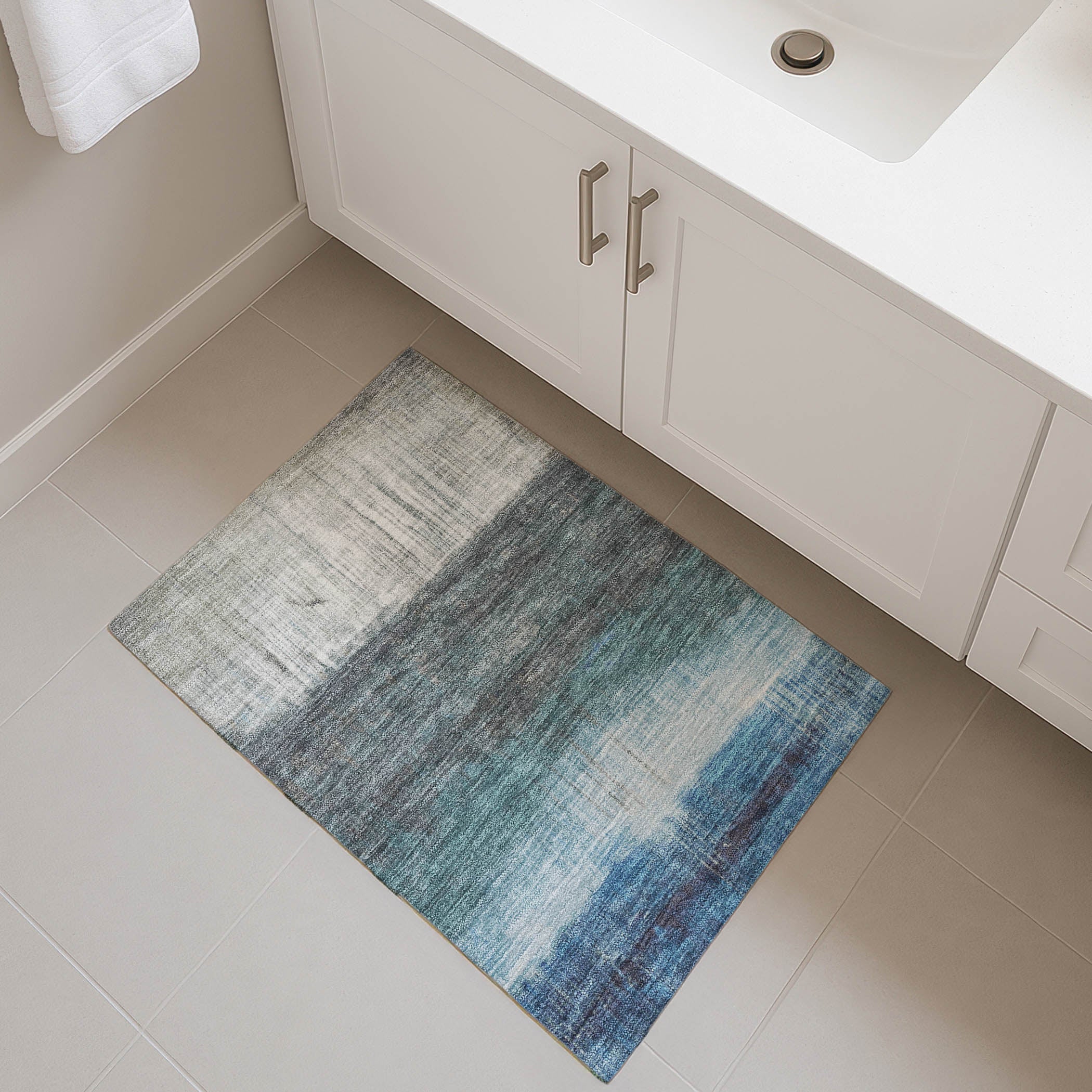 Hoi An Machine Washable Transitional Blue Rug 1'8" x 2'6" #shape_Rectangle
