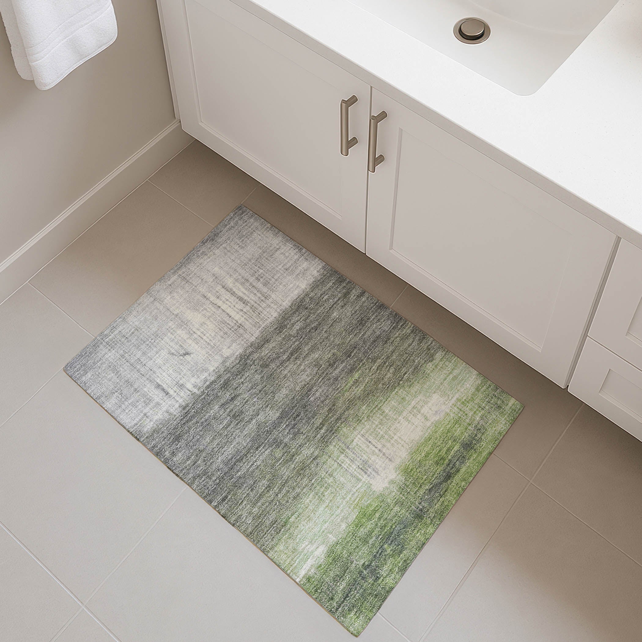 Hoi An Machine Washable Transitional Fern Green Rug 1'8" x 2'6" #shape_Rectangle