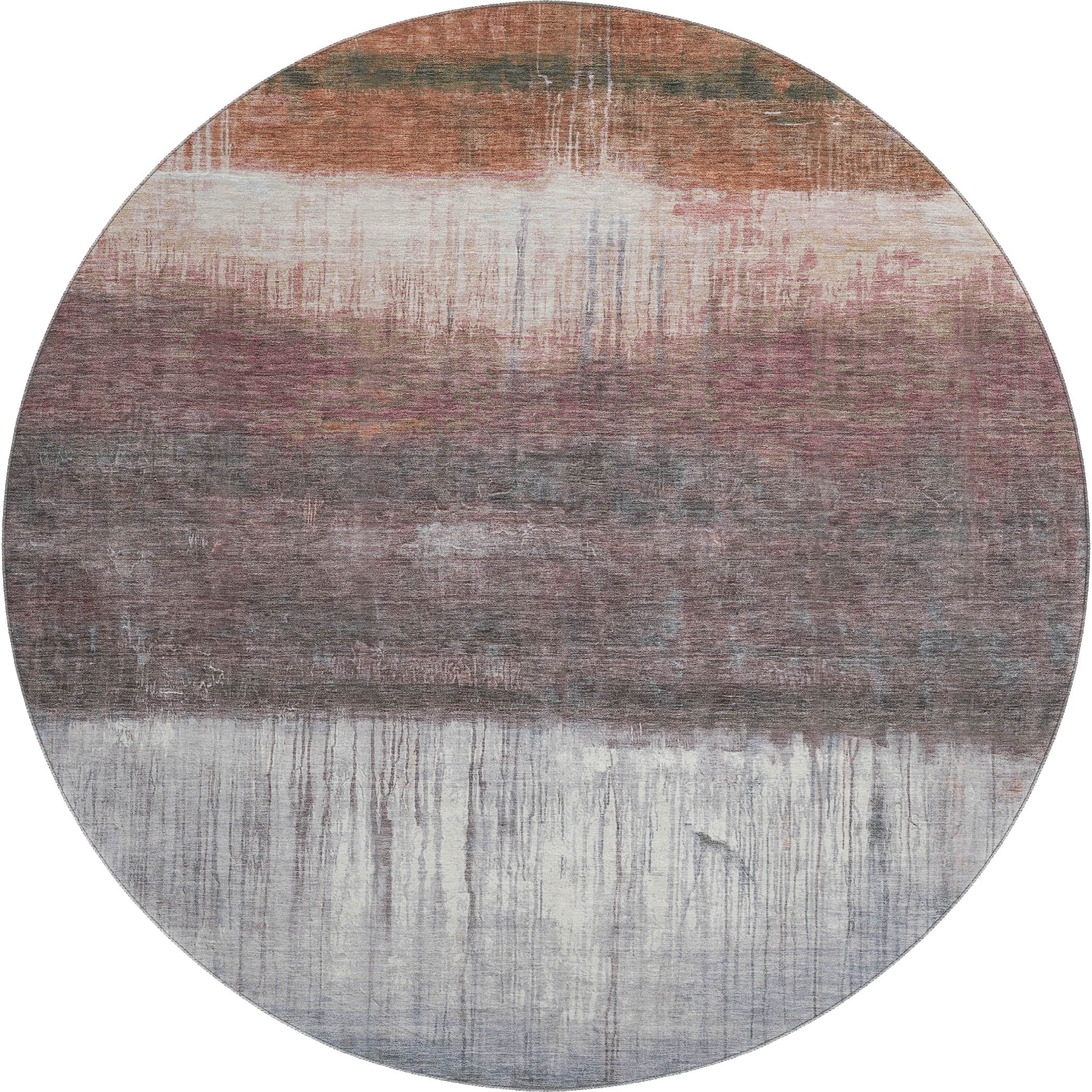 Hoi An Machine Washable Transitional Paprika Orange Rug 8' x 8' #shape_Round