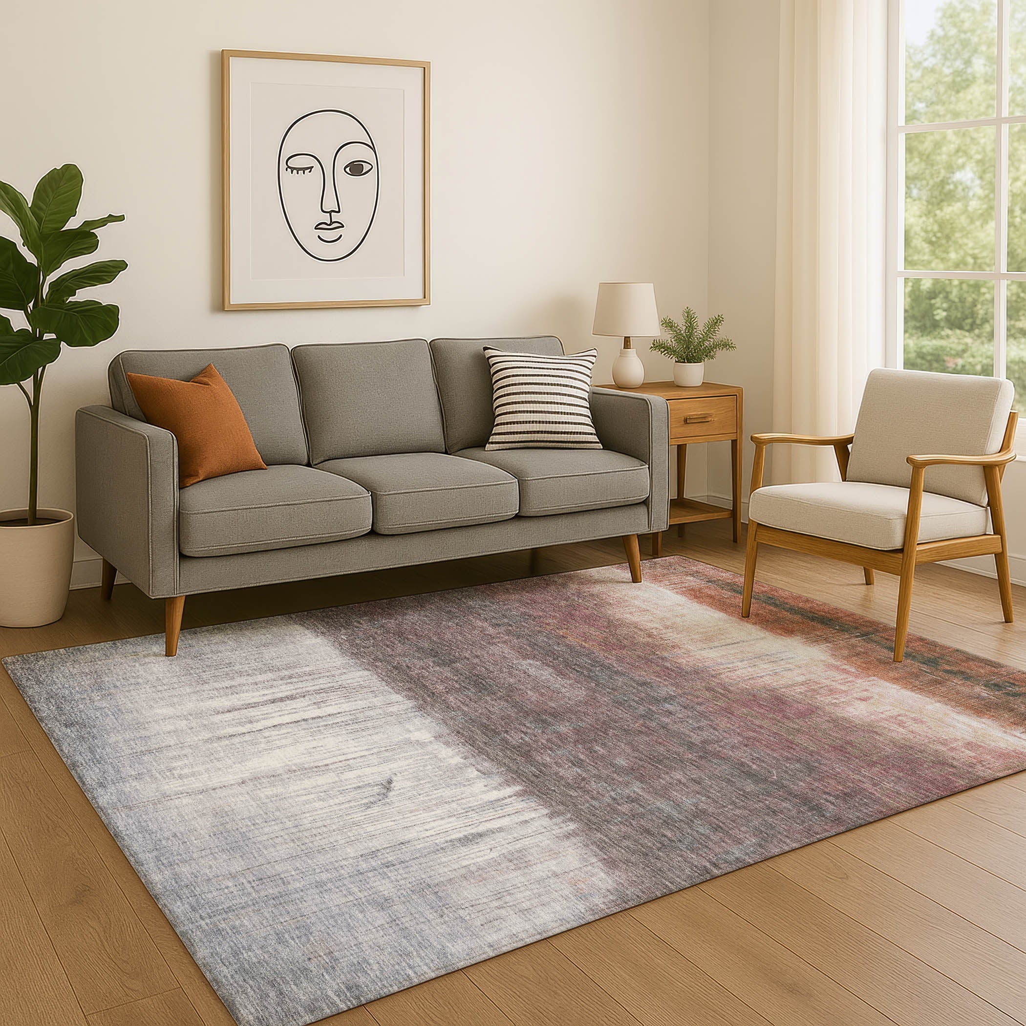 Hoi An Machine Washable Transitional Paprika Orange Rug 2'6" x 3'10" #shape_Rectangle
