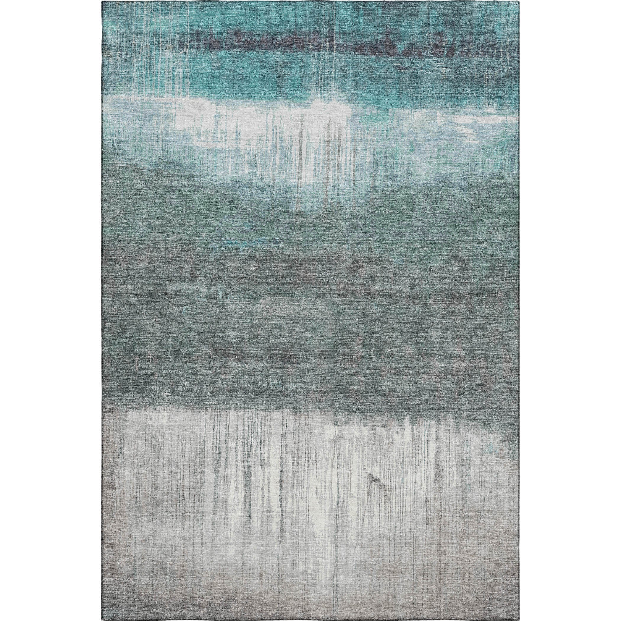 Hoi An Machine Washable Transitional Teal Rug 2'6" x 3'10" #shape_Rectangle
