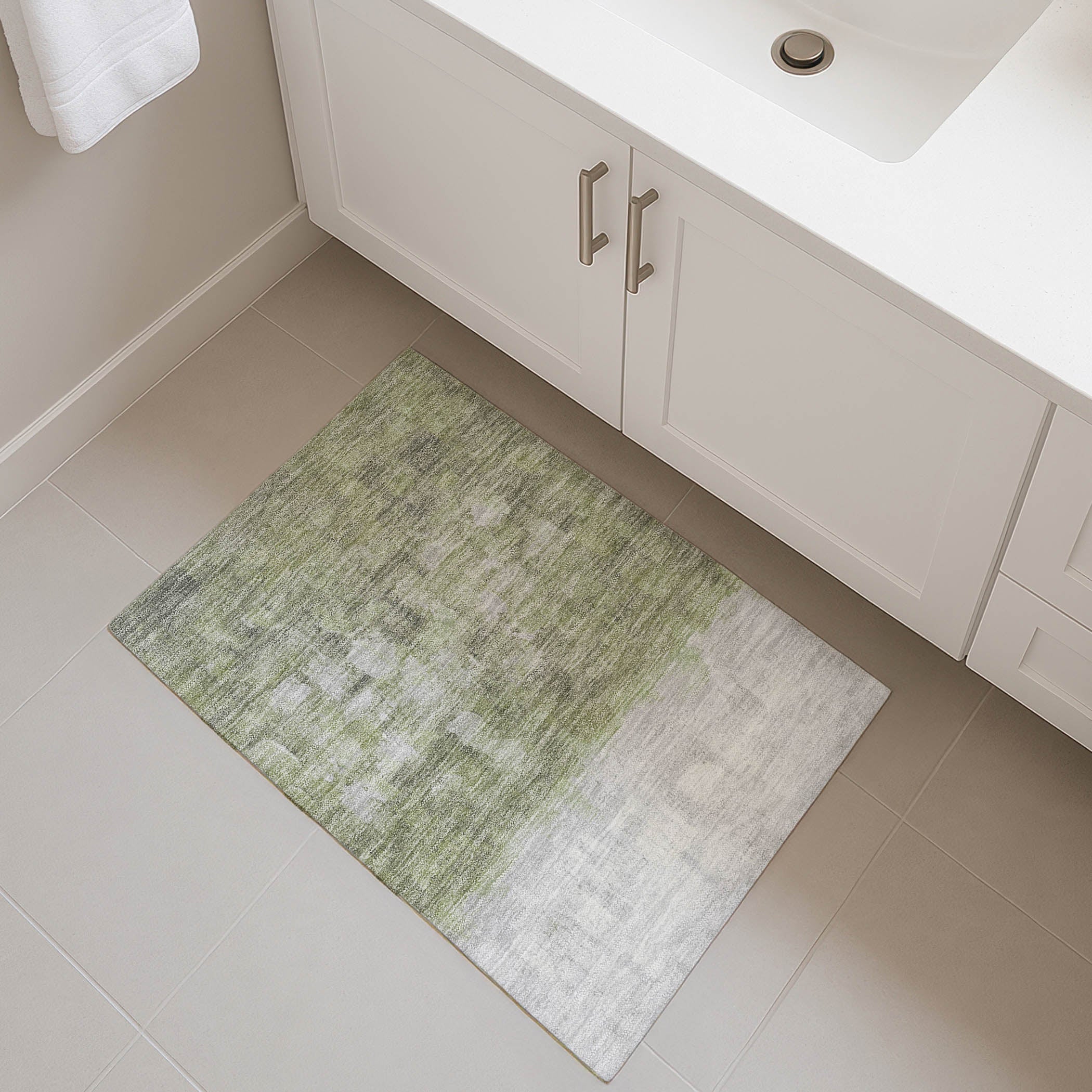 Rome Machine Washable Transitional Fern Green Rug 1'8" x 2'6" #shape_Rectangle