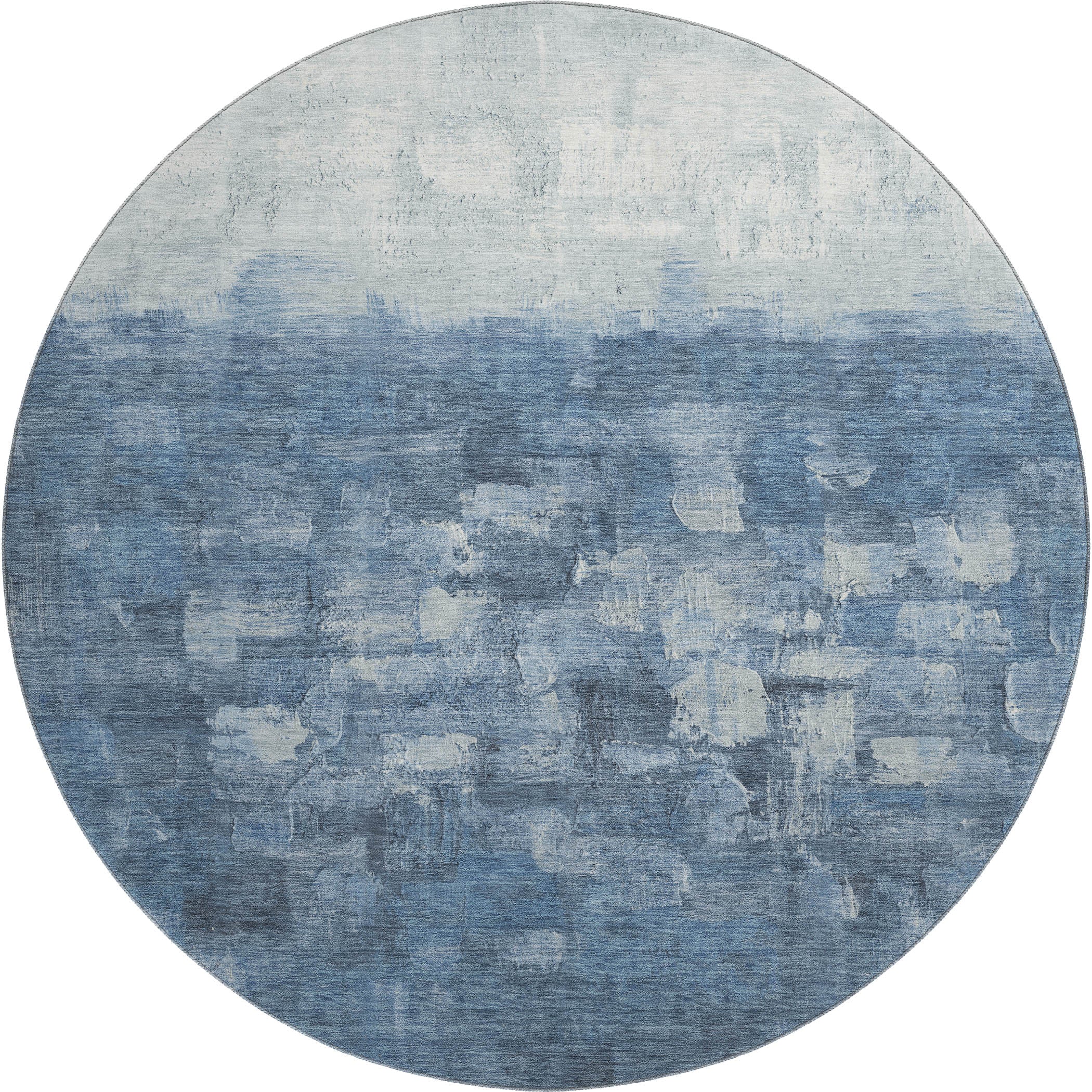 Rome Machine Washable Transitional Navy Blue Rug 8' x 8' #shape_Round