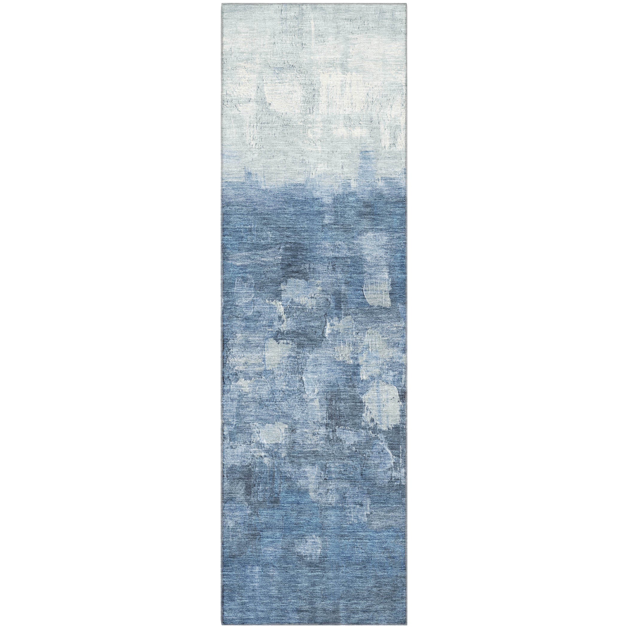 Rome Machine Washable Transitional Navy Blue Rug 2'3" x 7'6" #shape_Runner