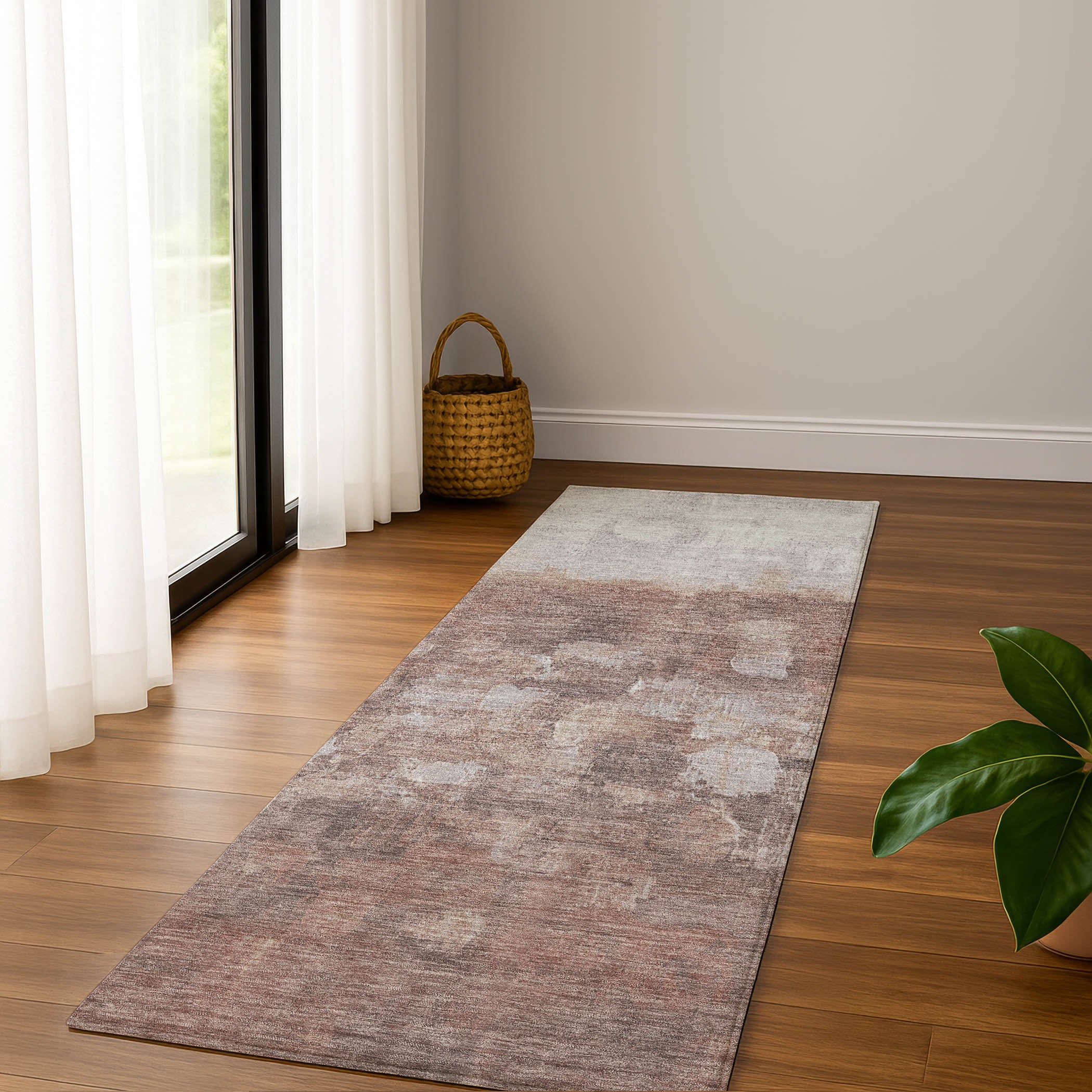 Rome Machine Washable Transitional Paprika Orange Rug 2'3" x 7'6" #shape_Runner