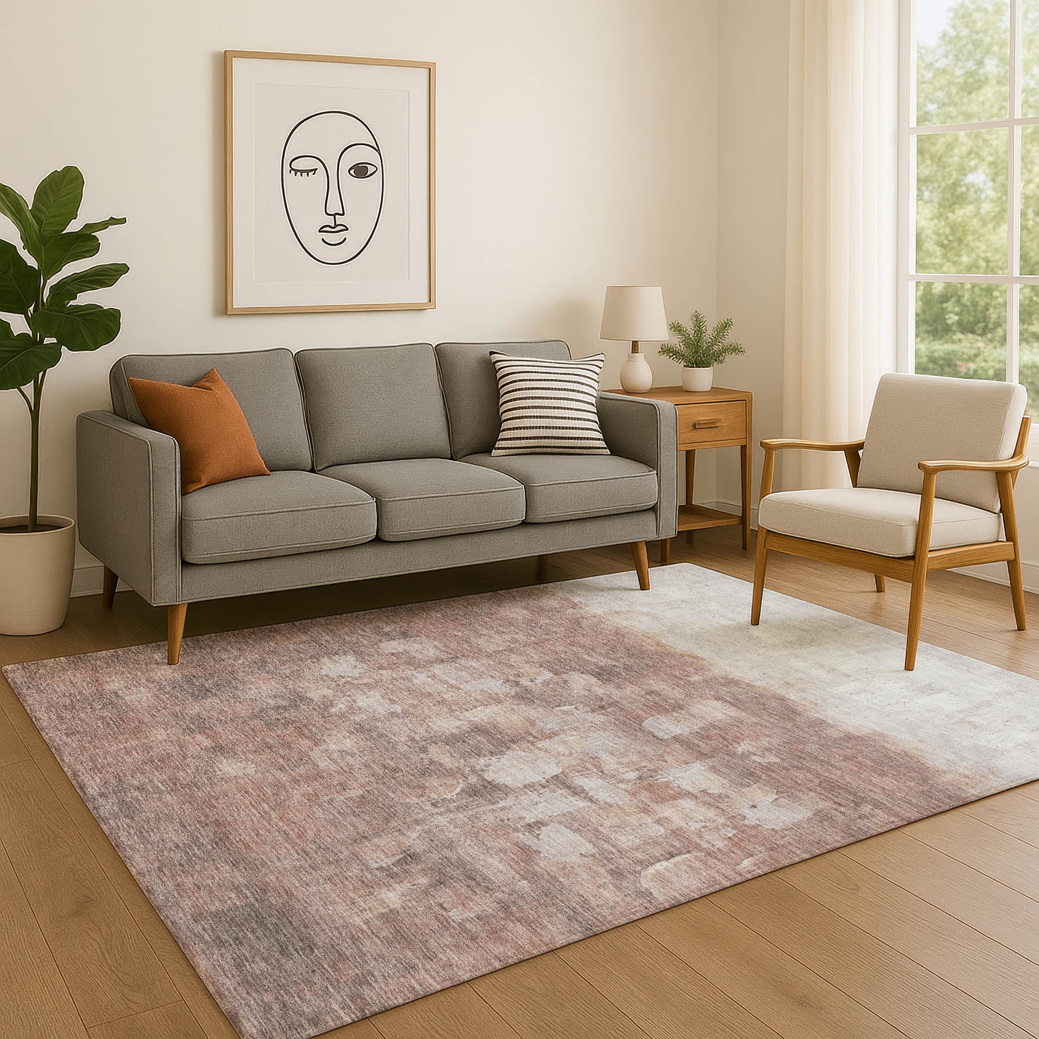 Rome Machine Washable Transitional Paprika Orange Rug 2'6" x 3'10" #shape_Rectangle
