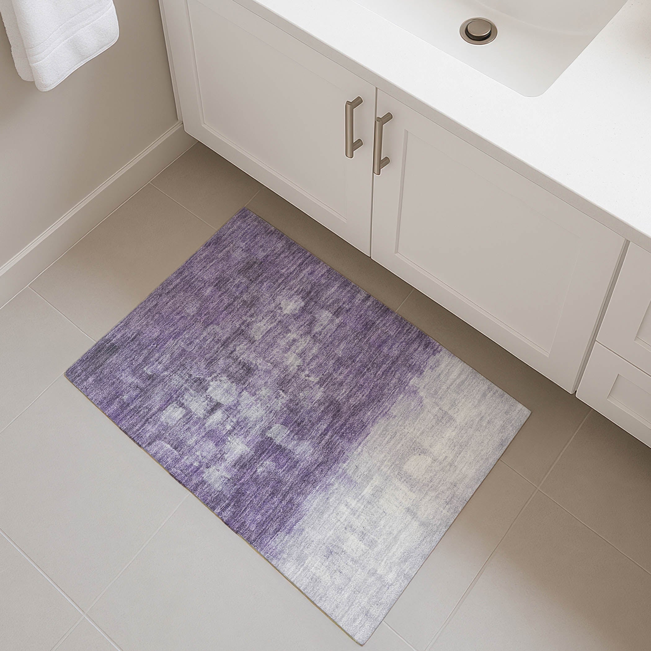 Rome Machine Washable Transitional Purple Rug 1'8" x 2'6" #shape_Rectangle