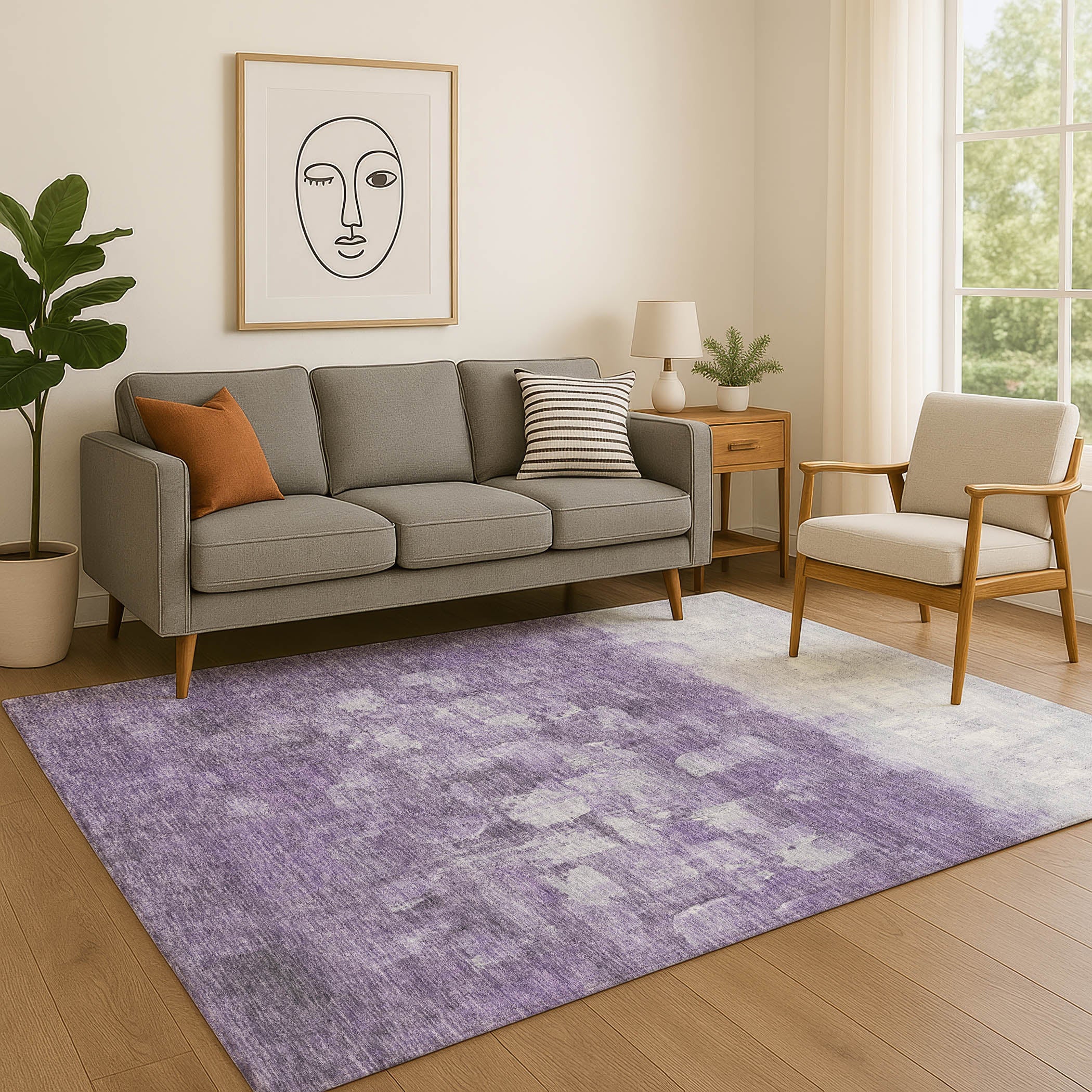 Rome Machine Washable Transitional Purple Rug 2'6" x 3'10" #shape_Rectangle