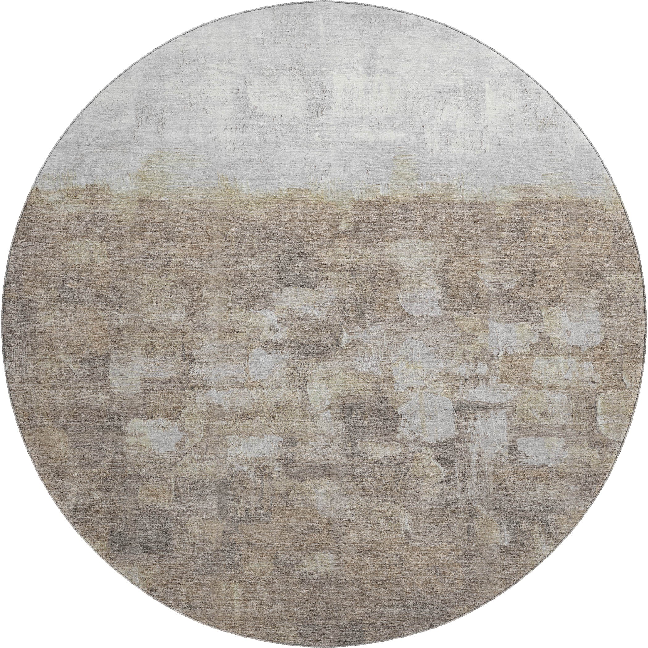 Rome Machine Washable Transitional Taupe Brown Rug 8' x 8' #shape_Round