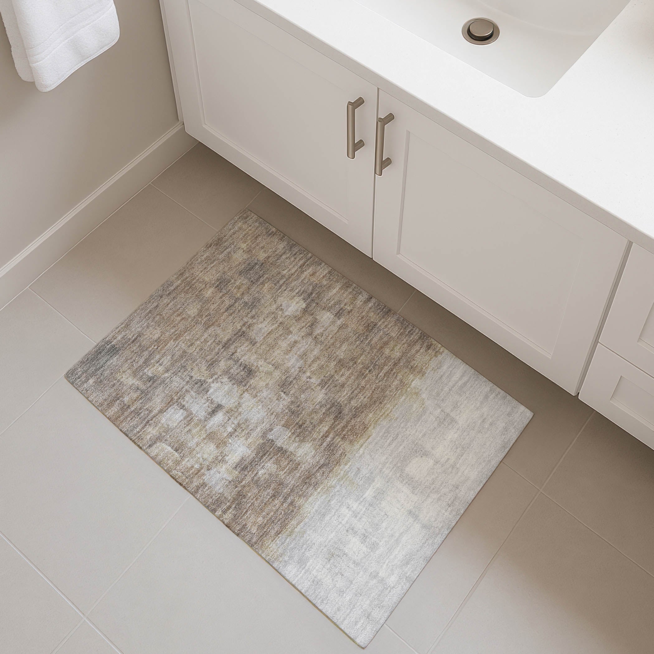 Rome Machine Washable Transitional Taupe Brown Rug 1'8" x 2'6" #shape_Rectangle
