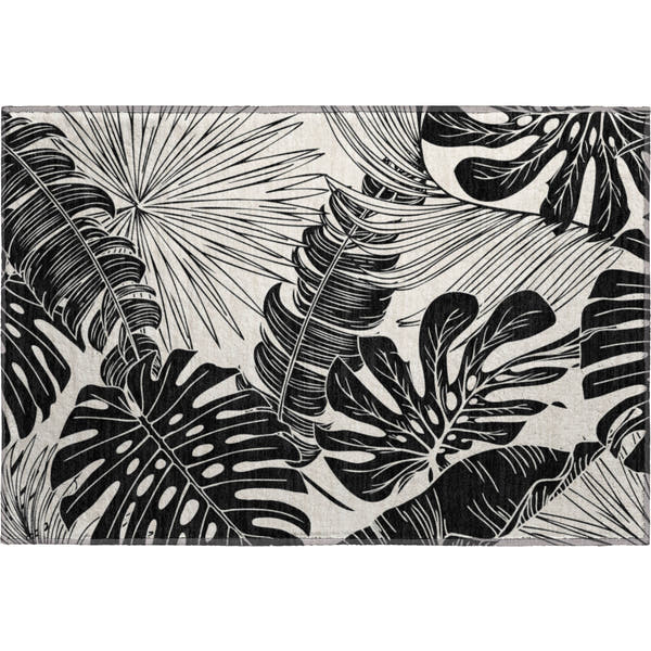 Cartagena Machine Washable Tropical Midnight Black Rug 1'8" x 2'6"