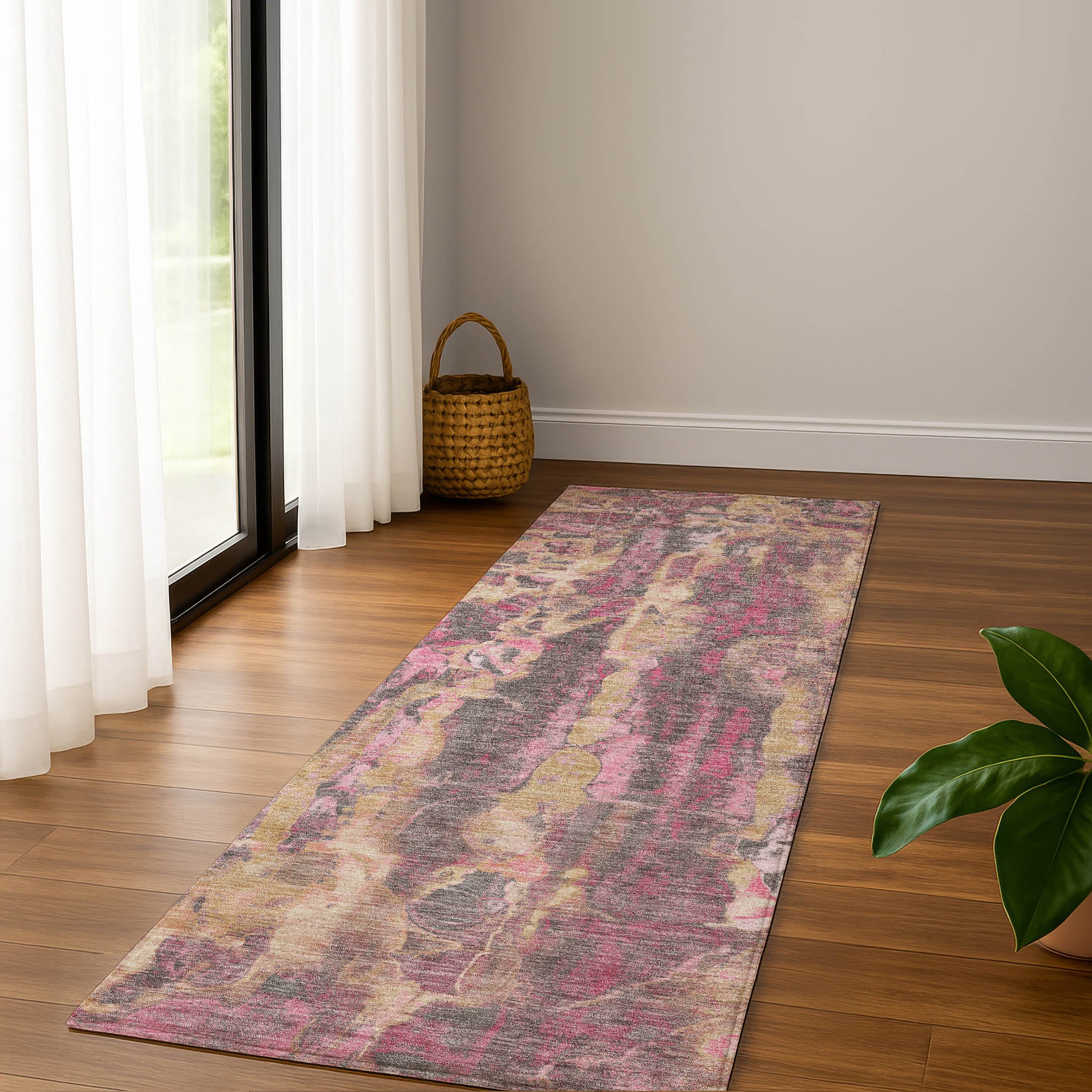 Luang Prabang Machine Washable Transitional Blush Pink Rug 2'3" x 7'6" #shape_Runner