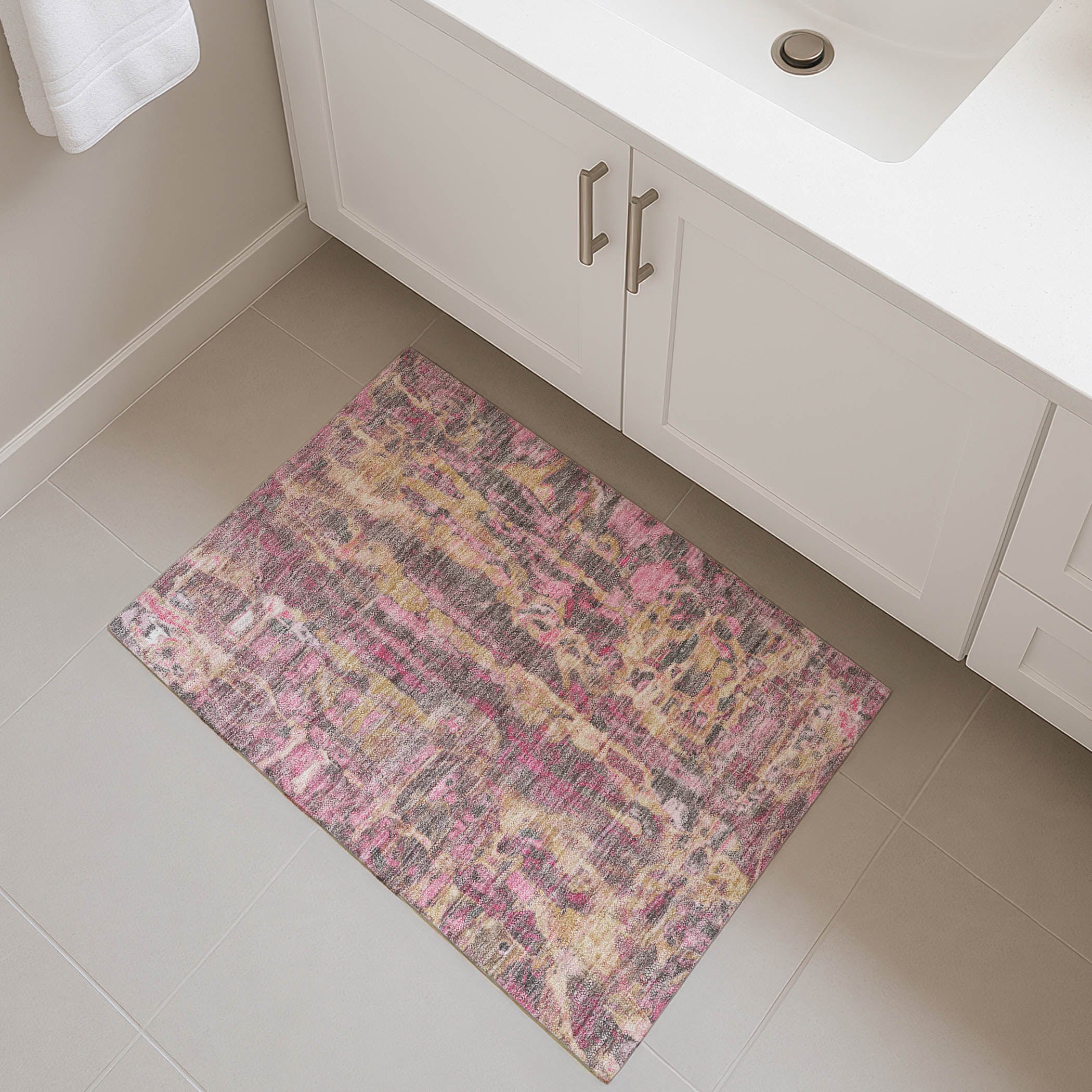 Luang Prabang Machine Washable Transitional Blush Pink Rug 1'8" x 2'6" #shape_Rectangle
