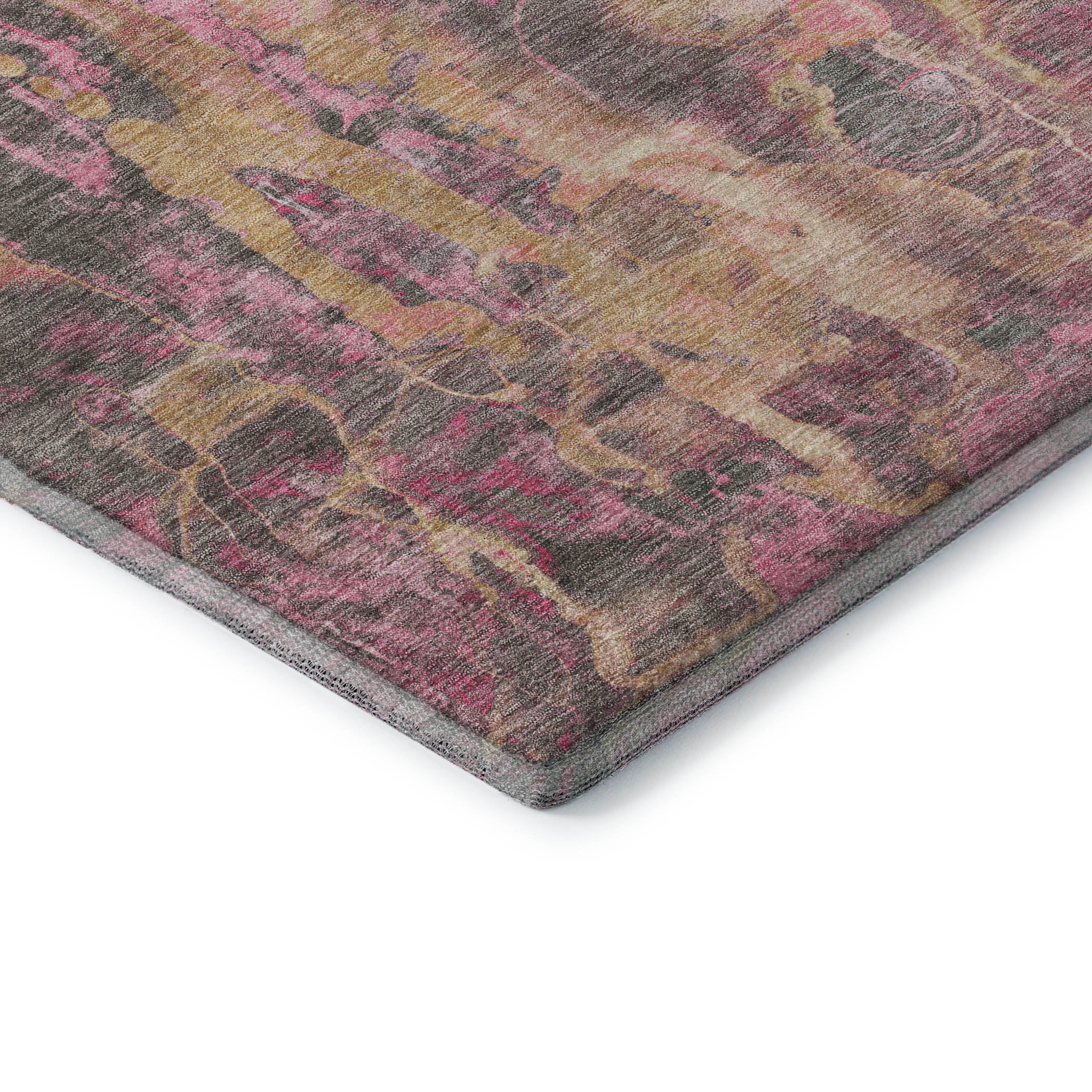 Luang Prabang Machine Washable Transitional Blush Pink Rug 1'8" x 2'6" #shape_Rectangle