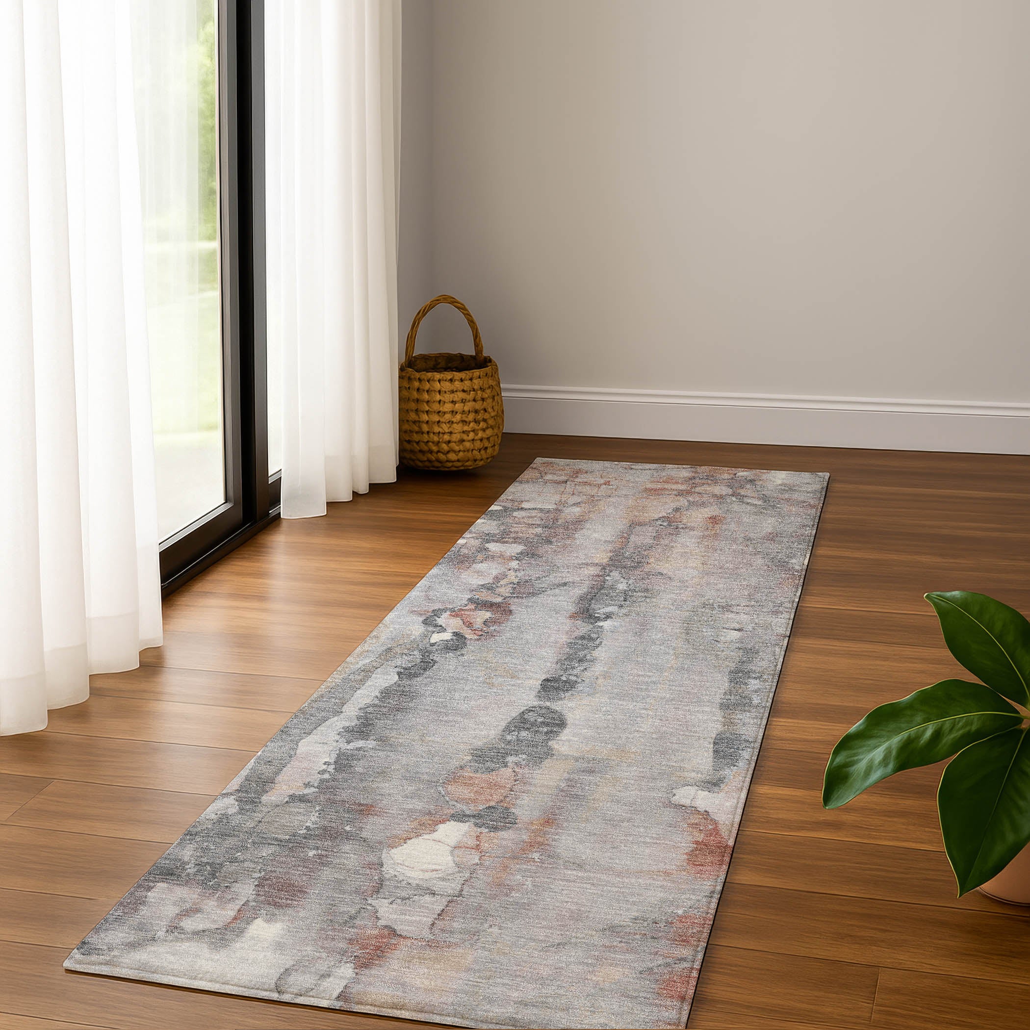 Luang Prabang Machine Washable Transitional Copper Orange Rug 2'3" x 7'6" #shape_Runner