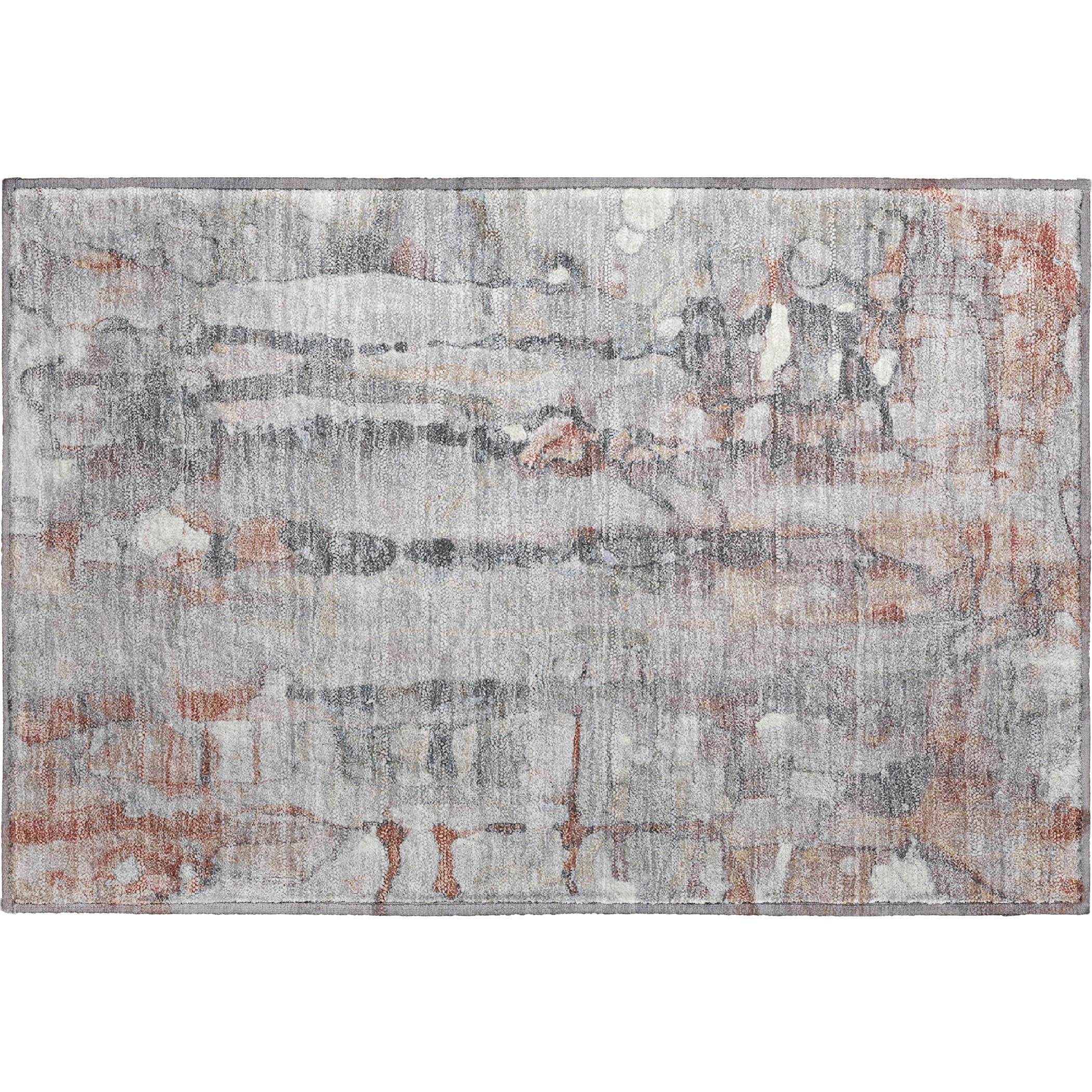 Luang Prabang Machine Washable Transitional Copper Orange Rug 1'8" x 2'6" #shape_Rectangle