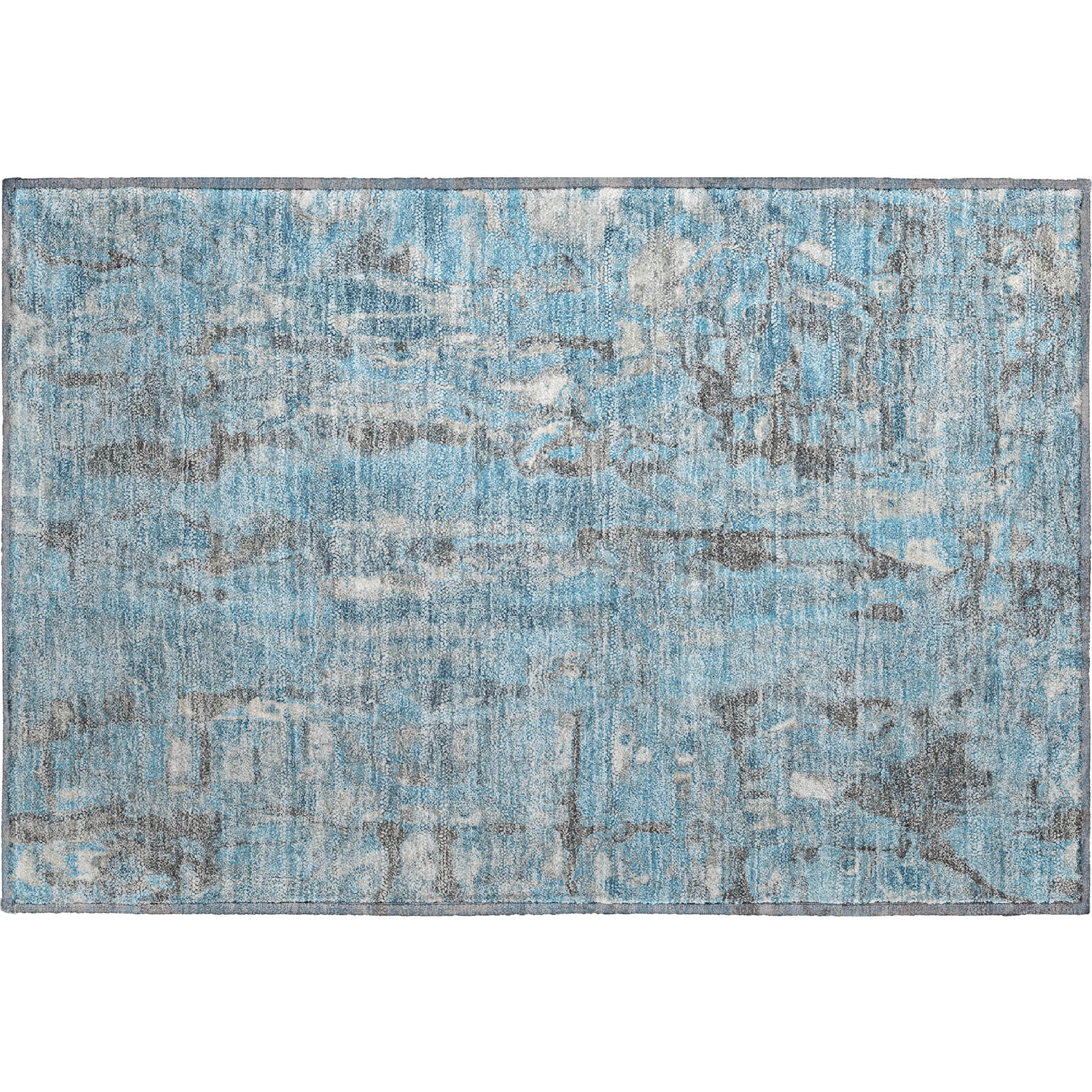 Luang Prabang Machine Washable Transitional Denim Blue Rug 1'8" x 2'6" #shape_Rectangle