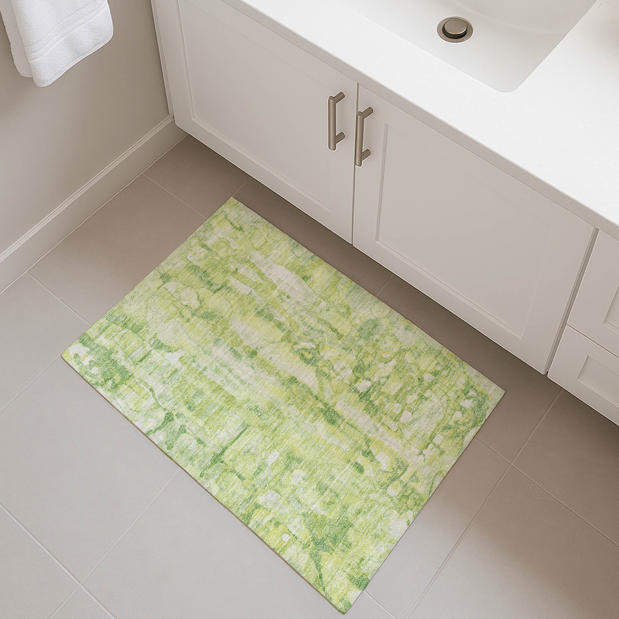 Luang Prabang Machine Washable Transitional Lime Green Rug 1'8" x 2'6" #shape_Rectangle