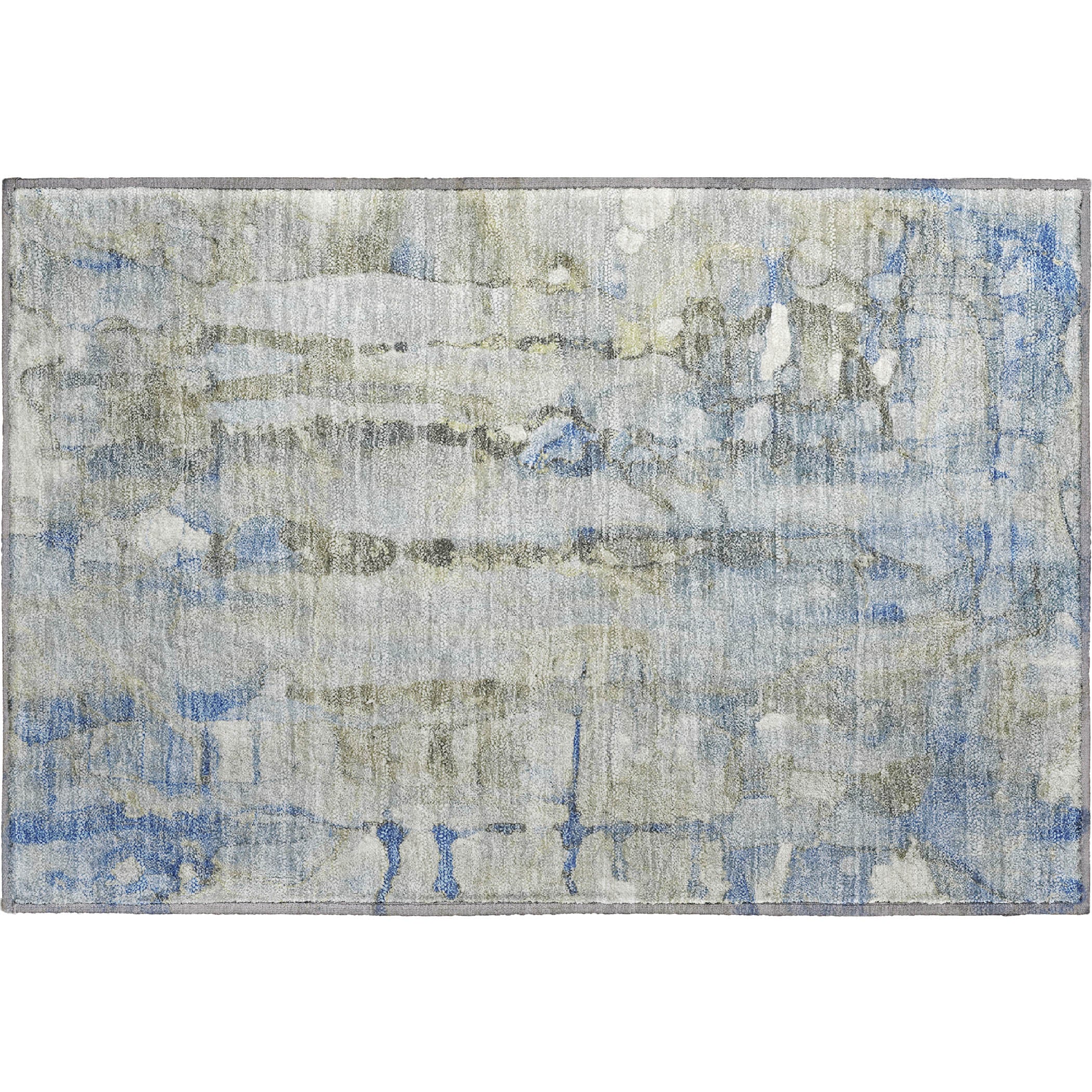 Luang Prabang Machine Washable Transitional Sky Blue Rug 1'8" x 2'6" #shape_Rectangle