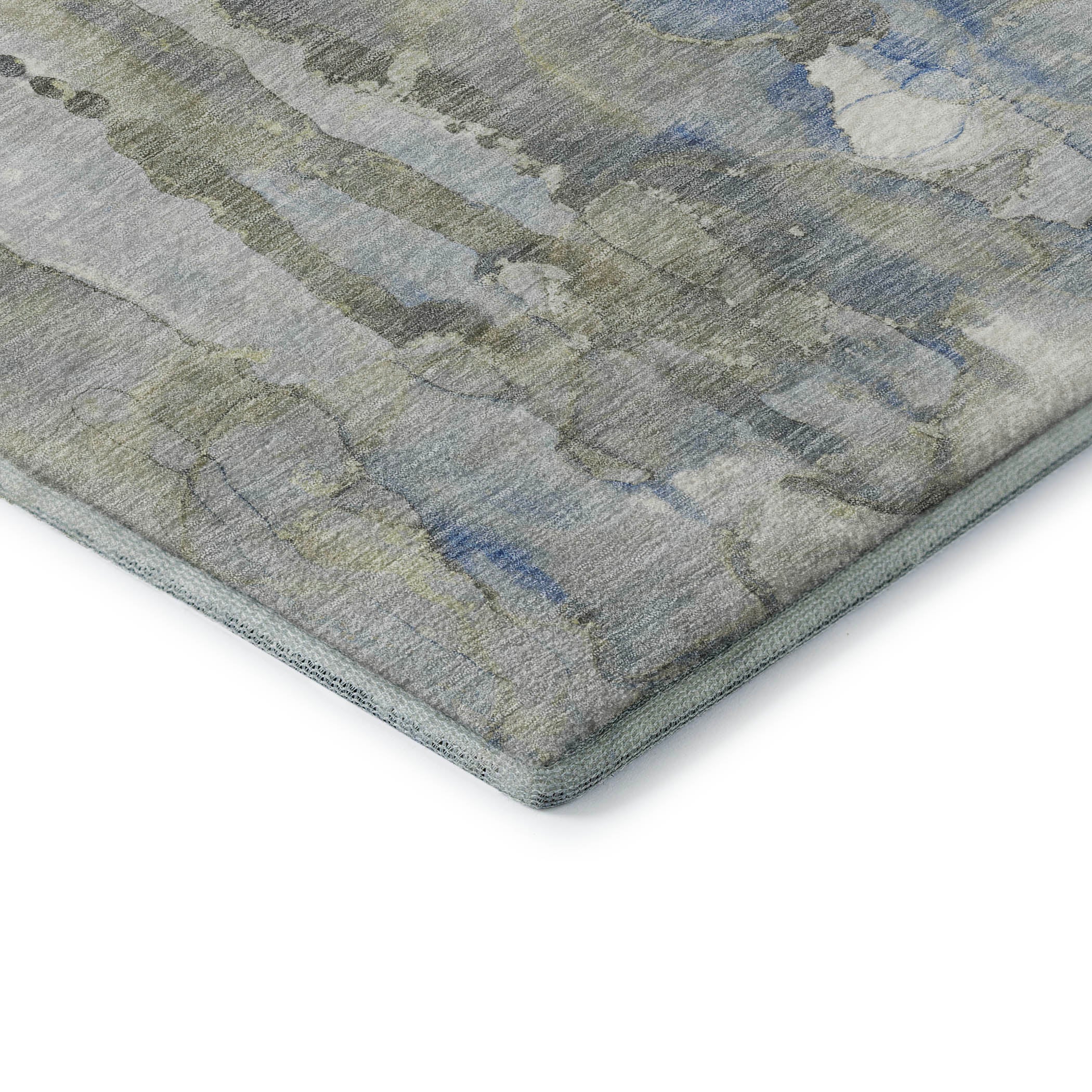 Luang Prabang Machine Washable Transitional Sky Blue Rug 1'8" x 2'6" #shape_Rectangle