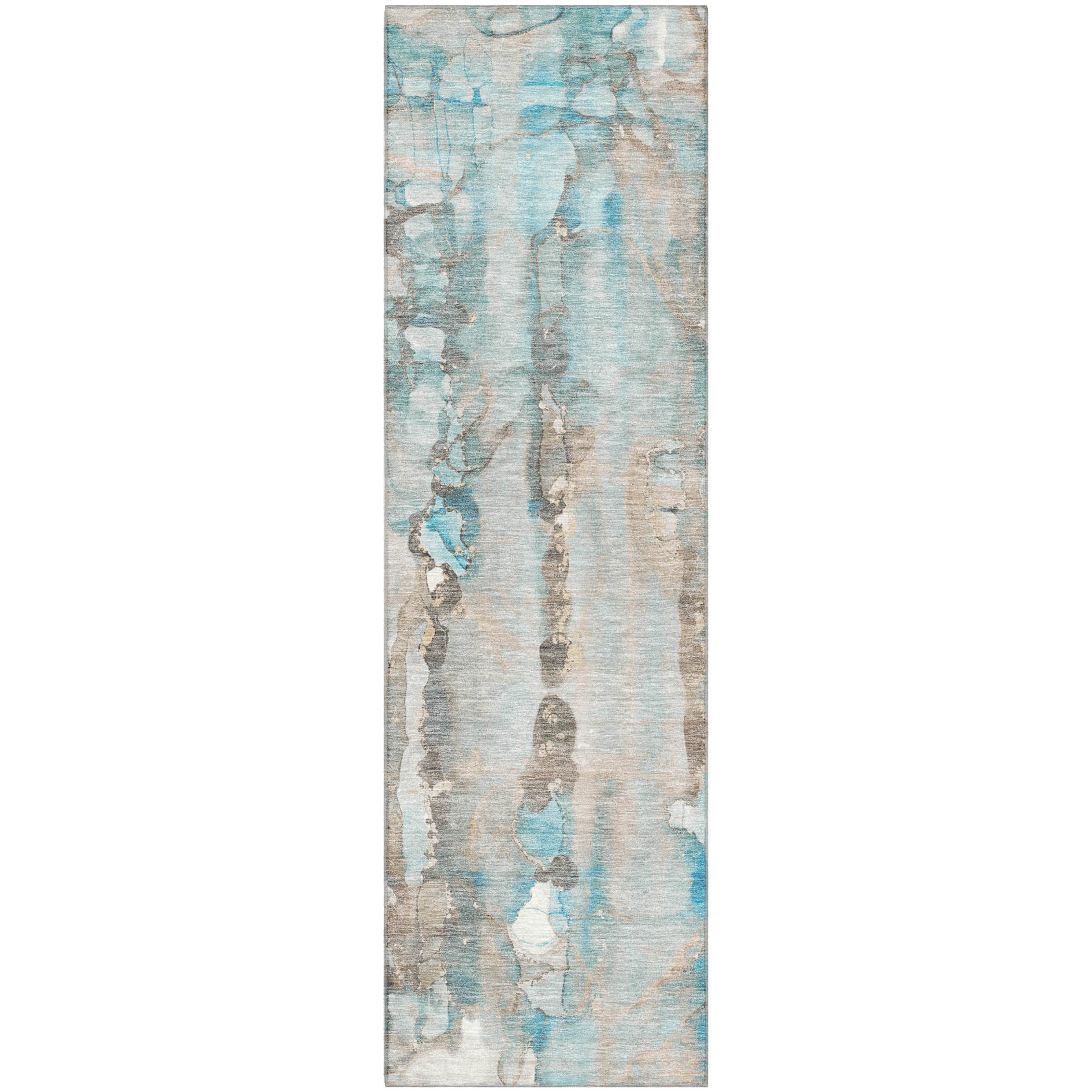 Luang Prabang Machine Washable Transitional Teal Rug 2'3" x 7'6" #shape_Runner