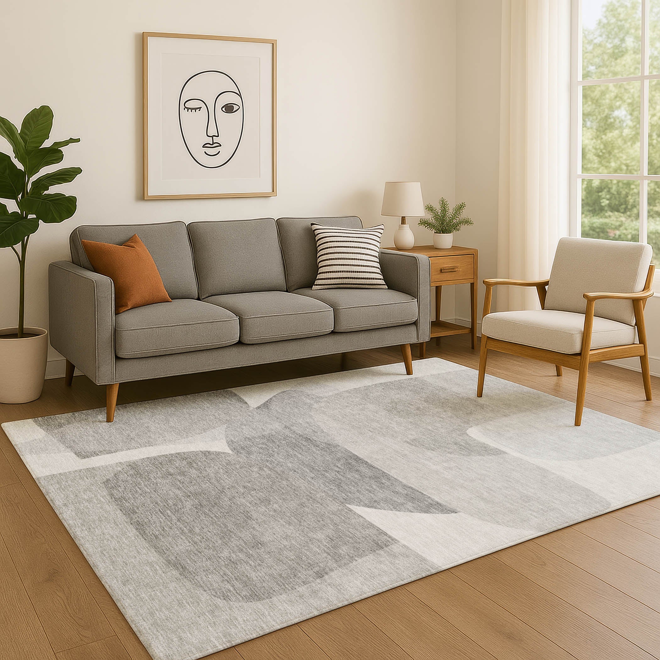 Lima Machine Washable Transitional Linen Ivory Rug 2'6" x 3'10" #shape_Rectangle