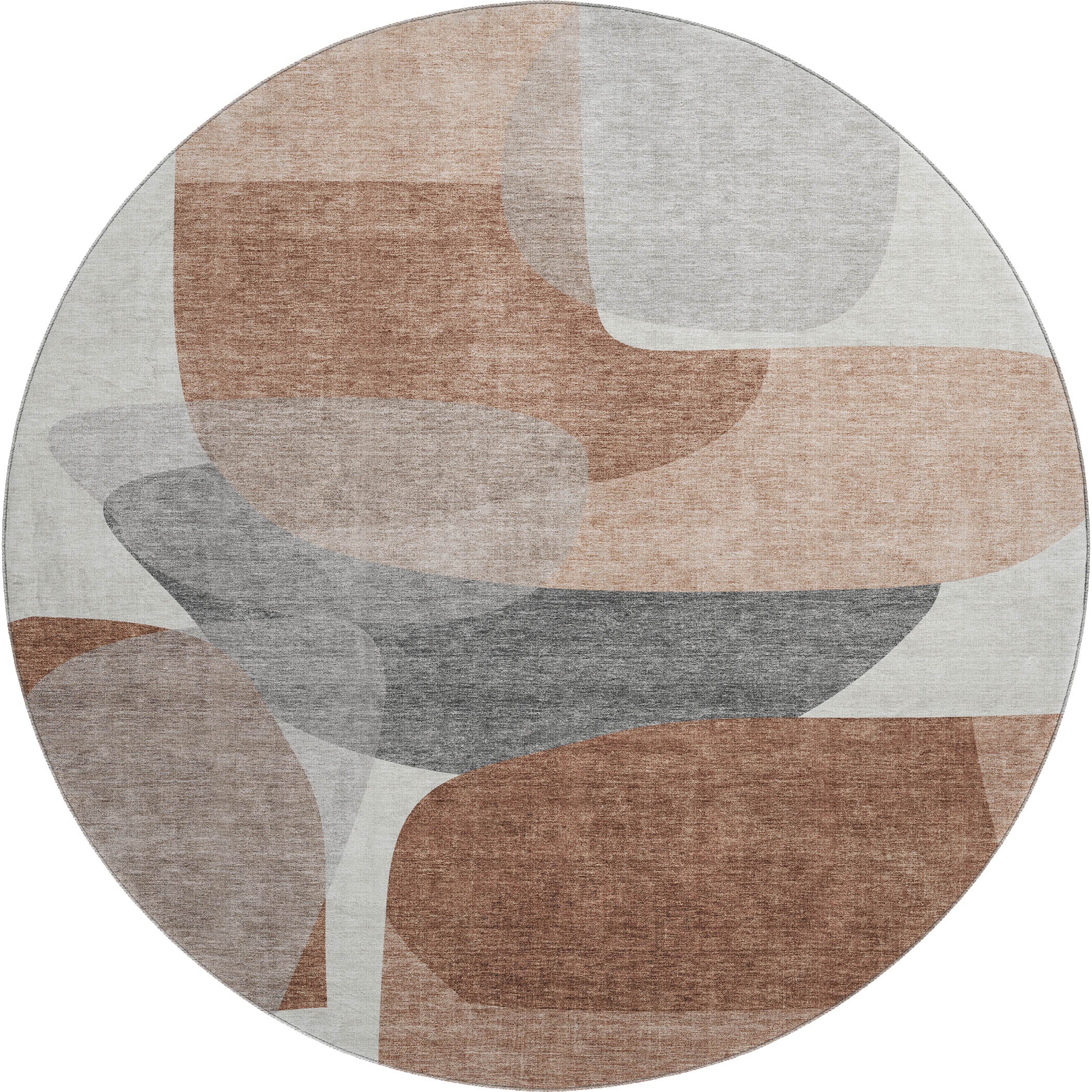 Lima Machine Washable Transitional Paprika Orange Rug 8' x 8' #shape_Round