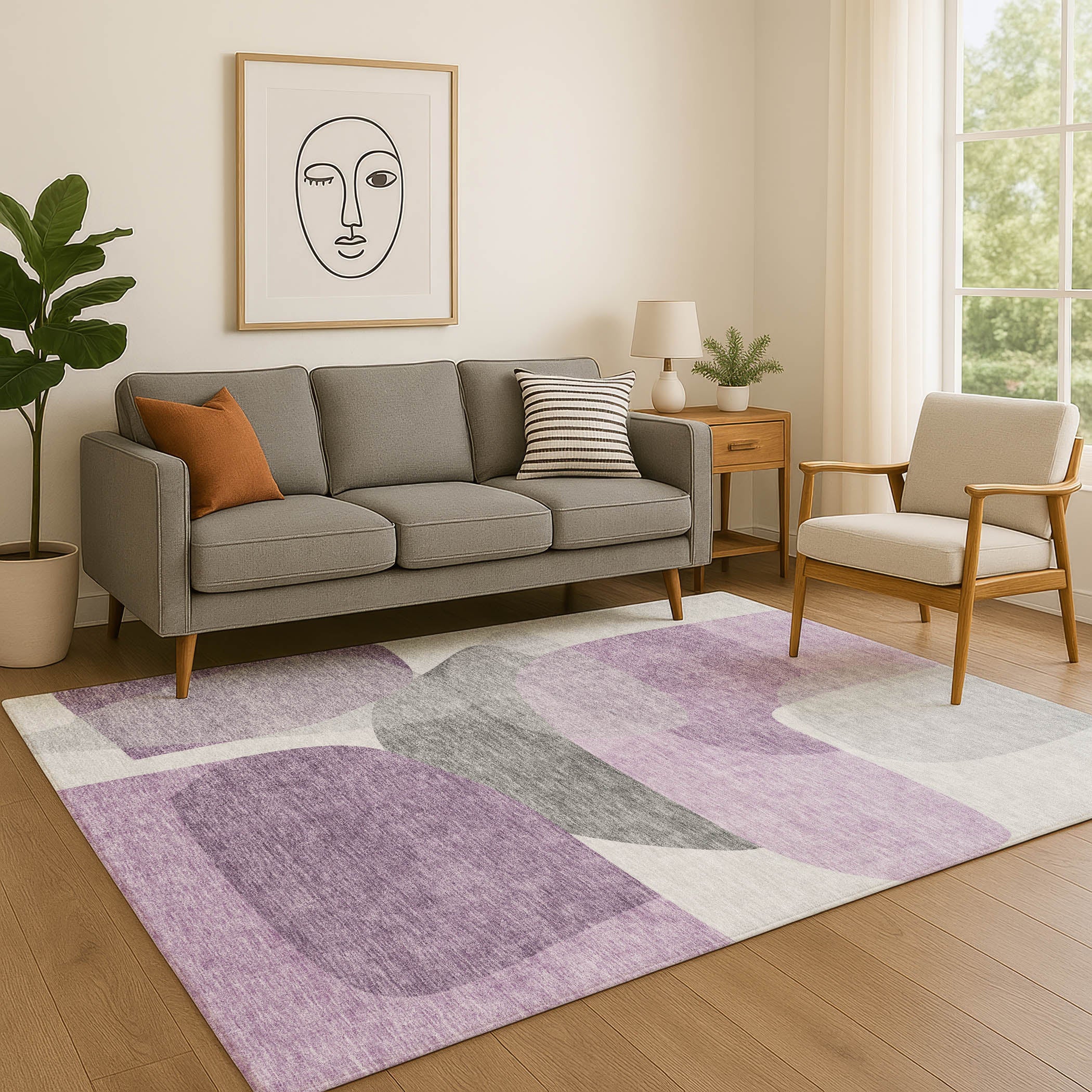 Lima Machine Washable Transitional Purple Rug 2'6" x 3'10" #shape_Rectangle