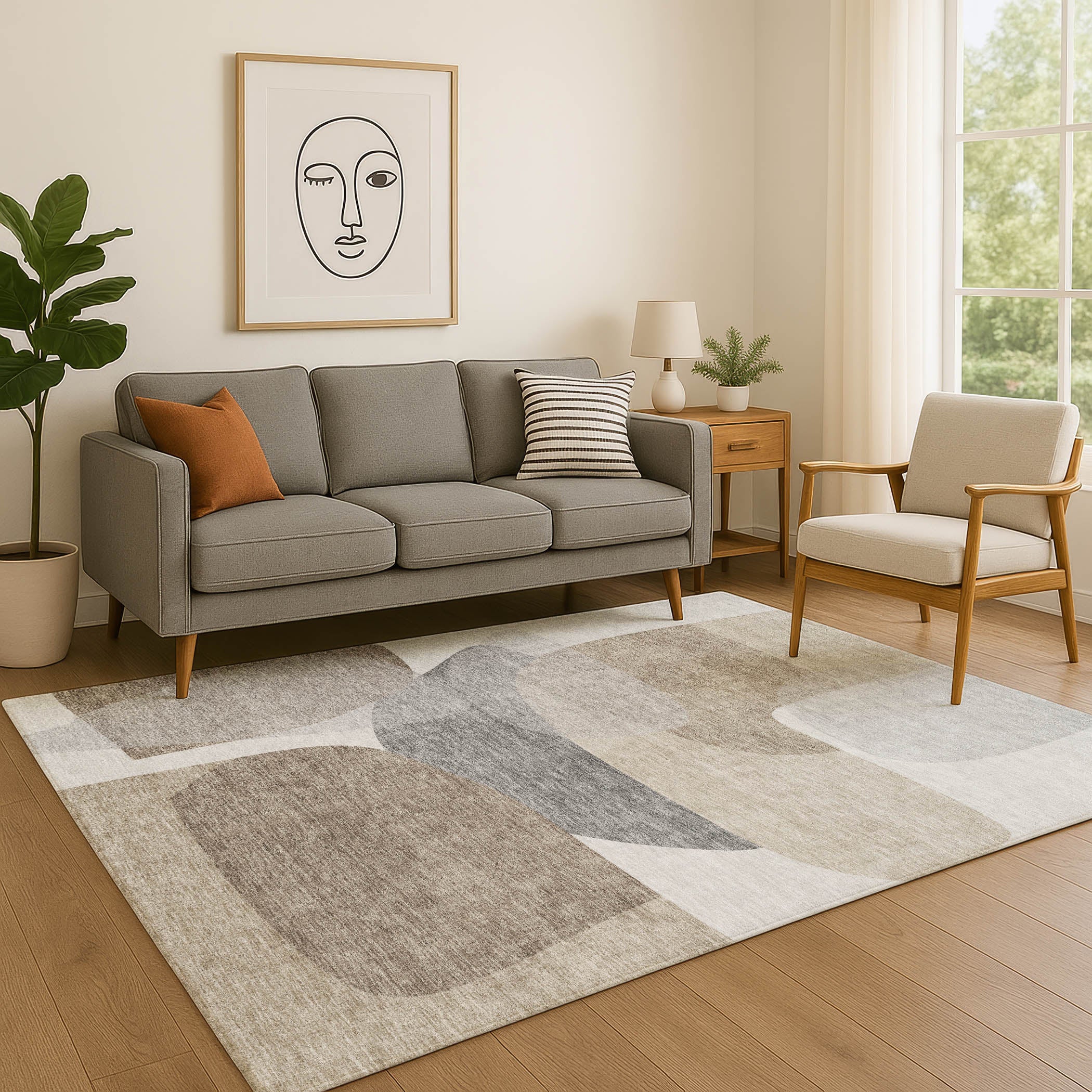 Lima Machine Washable Transitional Taupe Brown Rug 2'6" x 3'10" #shape_Rectangle