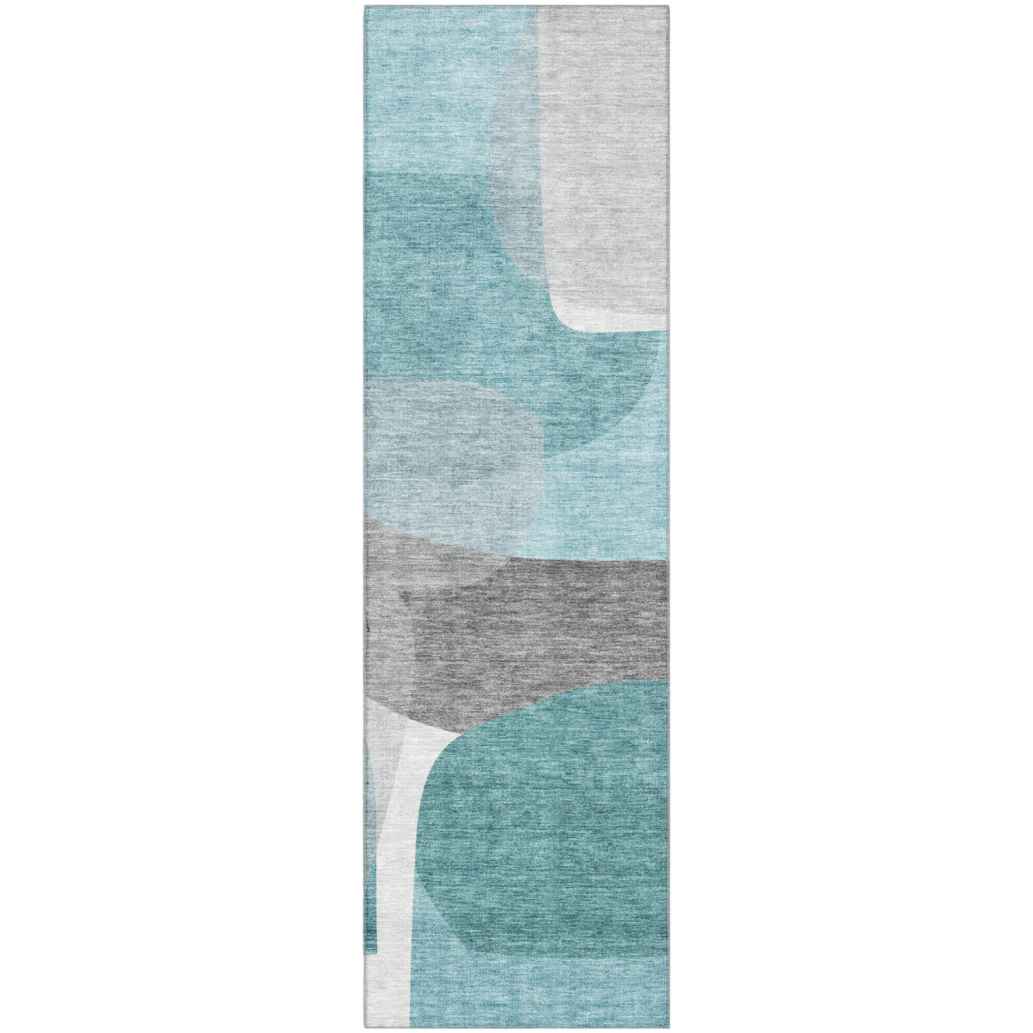 Lima Machine Washable Transitional Teal Rug 2'3" x 7'6" #shape_Runner