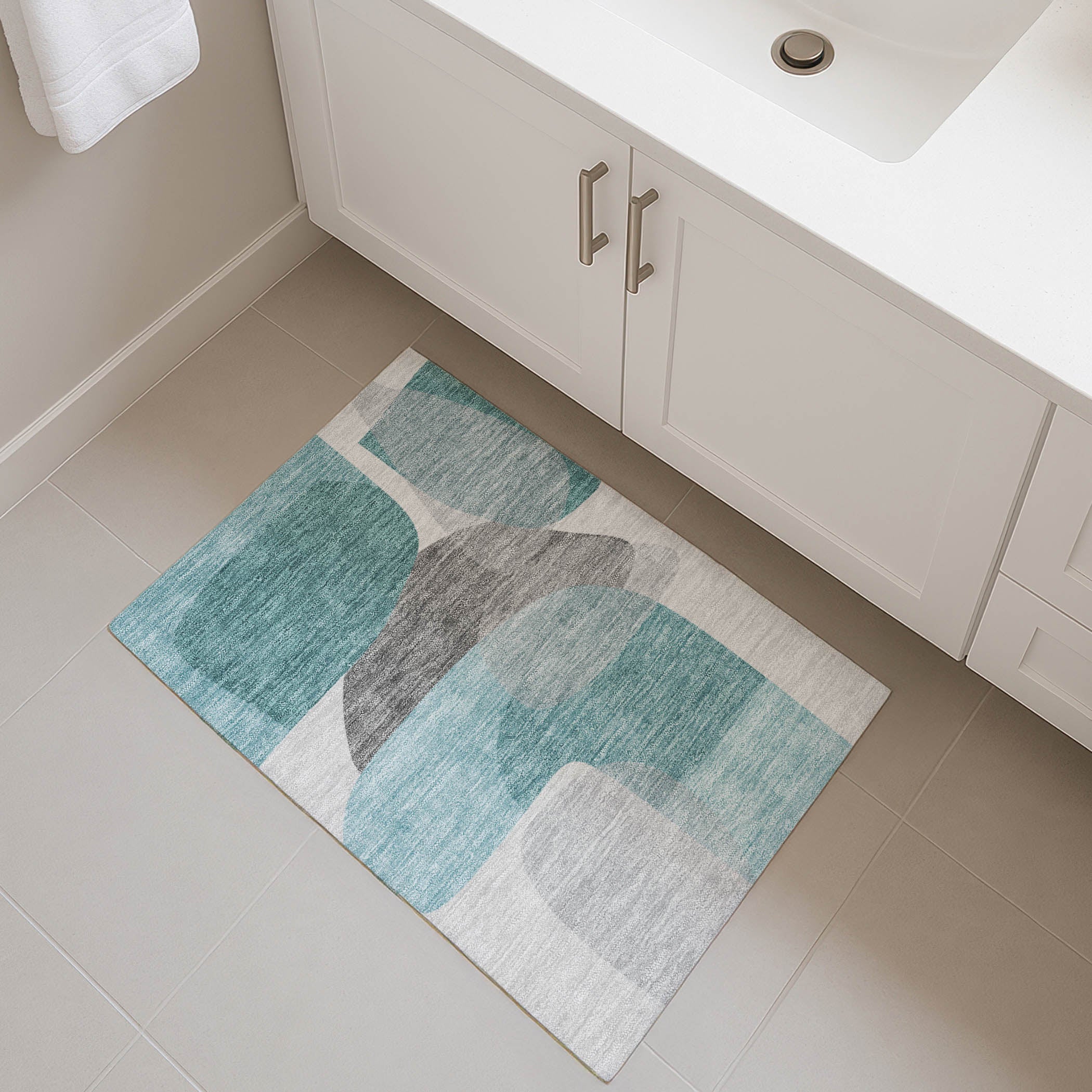 Lima Machine Washable Transitional Teal Rug 1'8" x 2'6" #shape_Rectangle