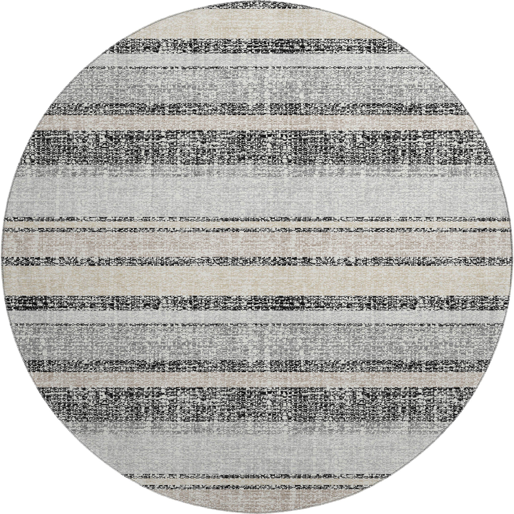 Valletta Machine Washable Transitional Black Rug 8' x 8' #shape_Round