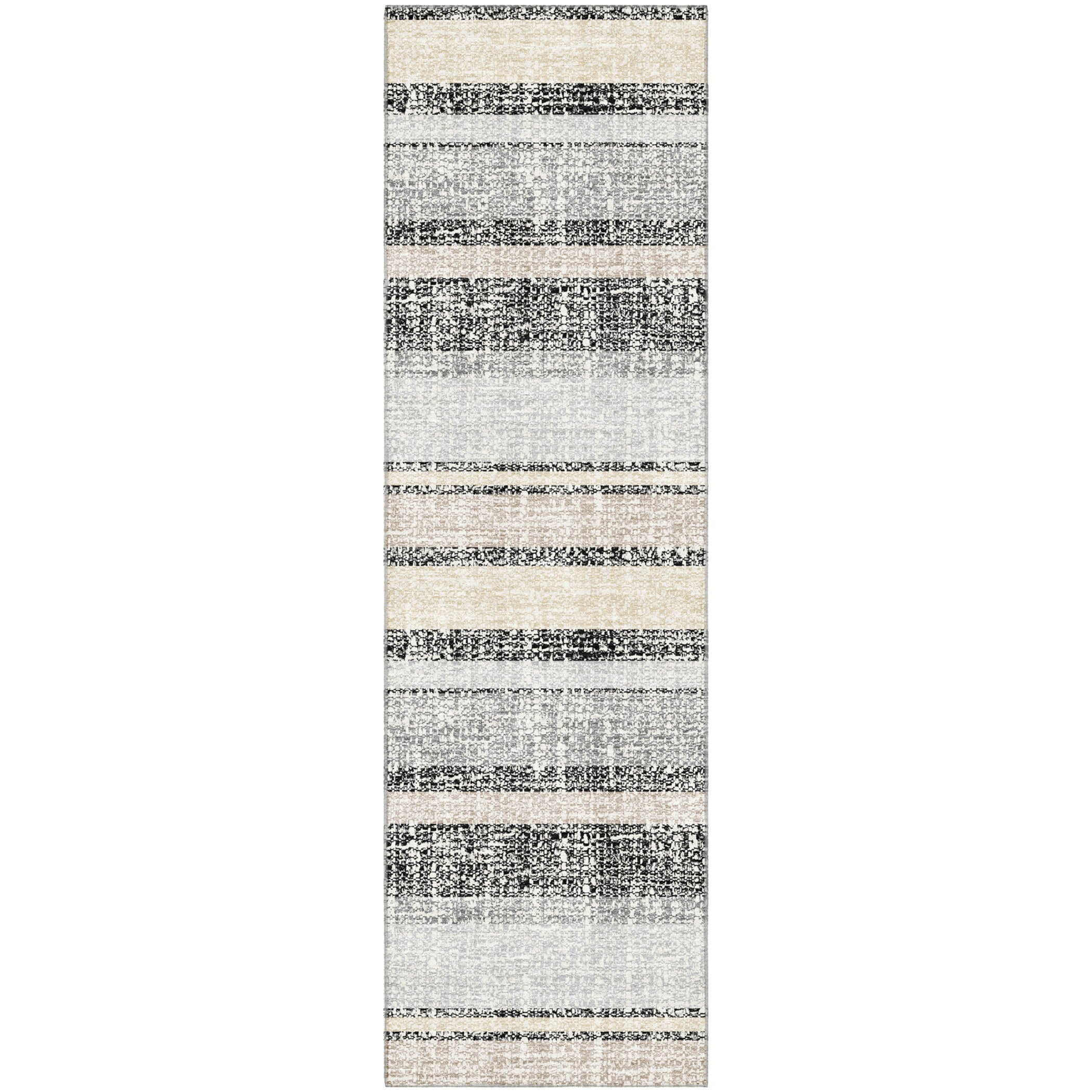 Valletta Machine Washable Transitional Black Rug 2'3" x 7'6" #shape_Runner