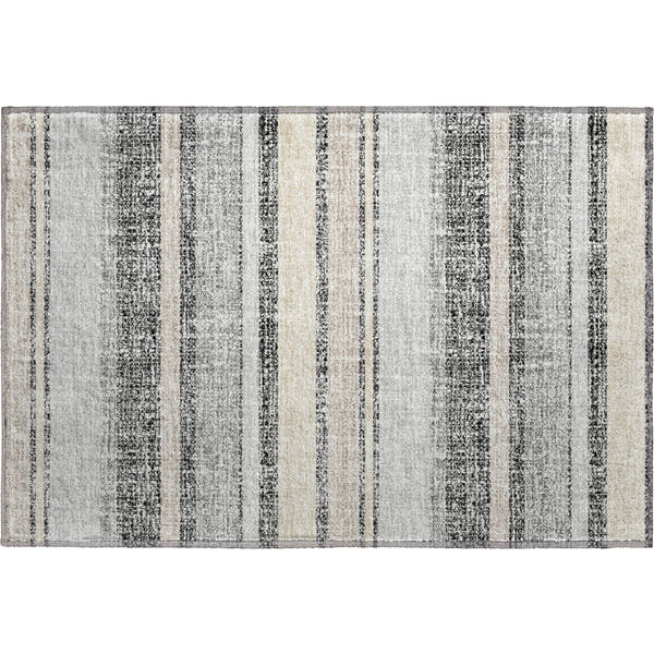 Valletta Machine Washable Transitional Black Rug 1'8" x 2'6"