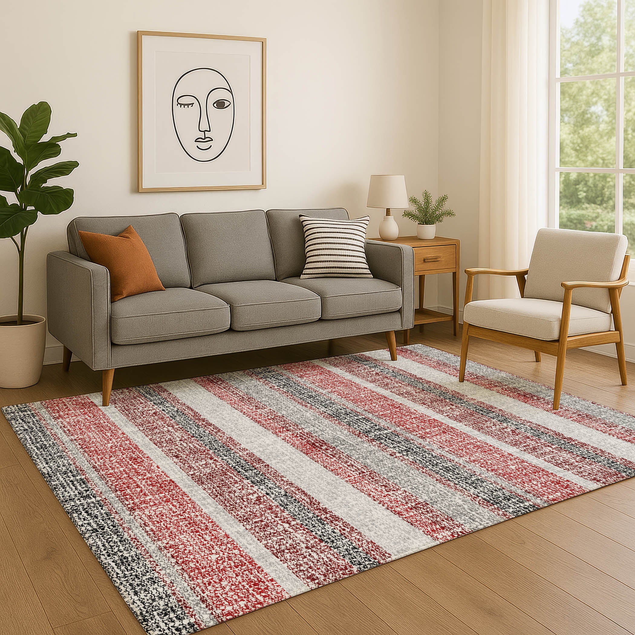 Valletta Machine Washable Transitional Burgundy Red Rug 2'6" x 3'10" #shape_Rectangle