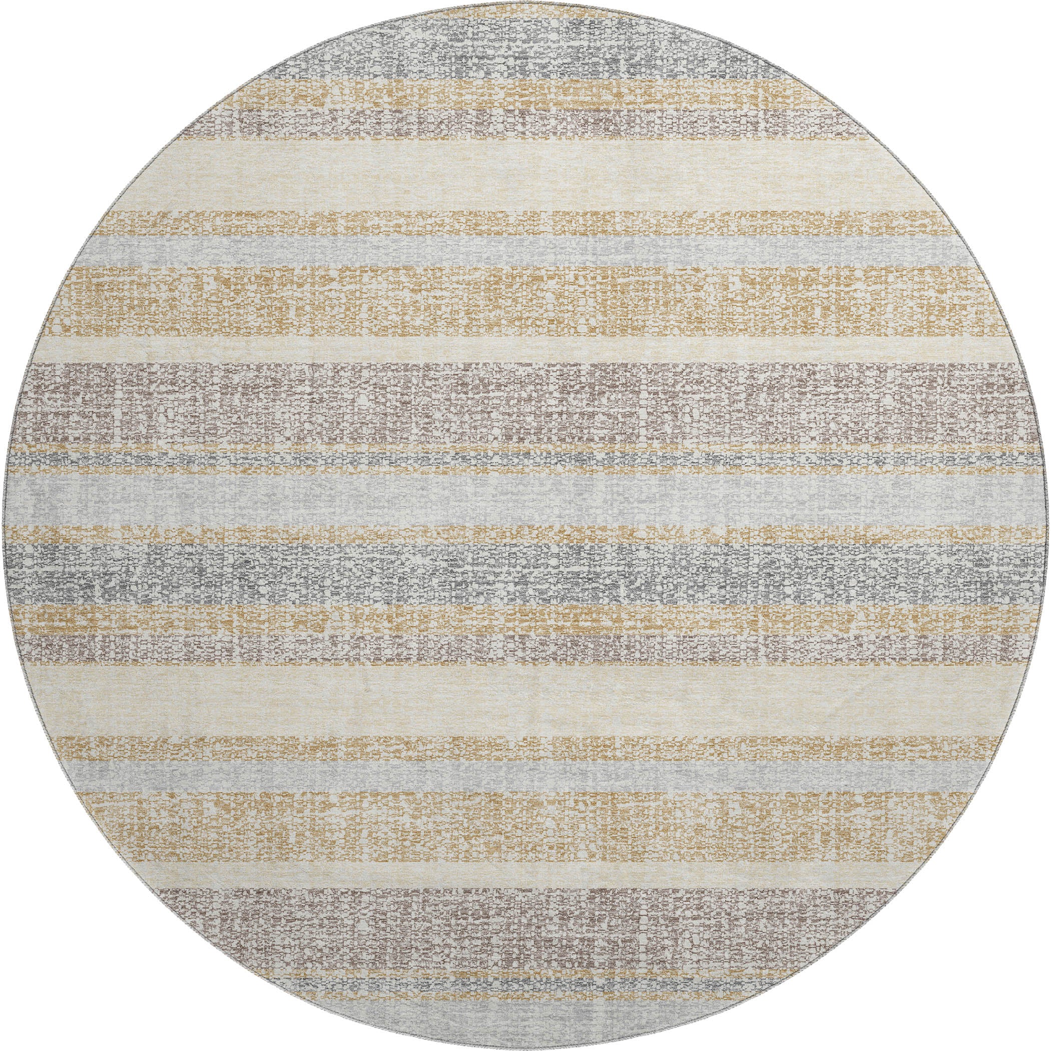 Valletta Machine Washable Transitional Gold Rug 8' x 8' #shape_Round