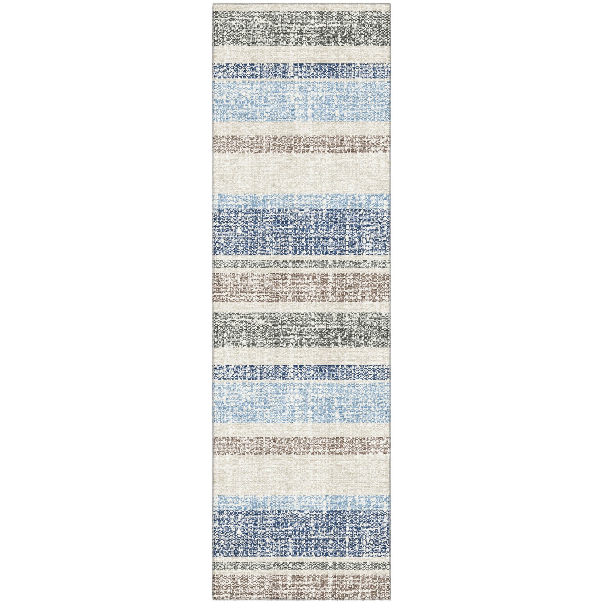 Valletta Machine Washable Transitional Navy Blue Rug 2'3" x 7'6" #shape_Runner