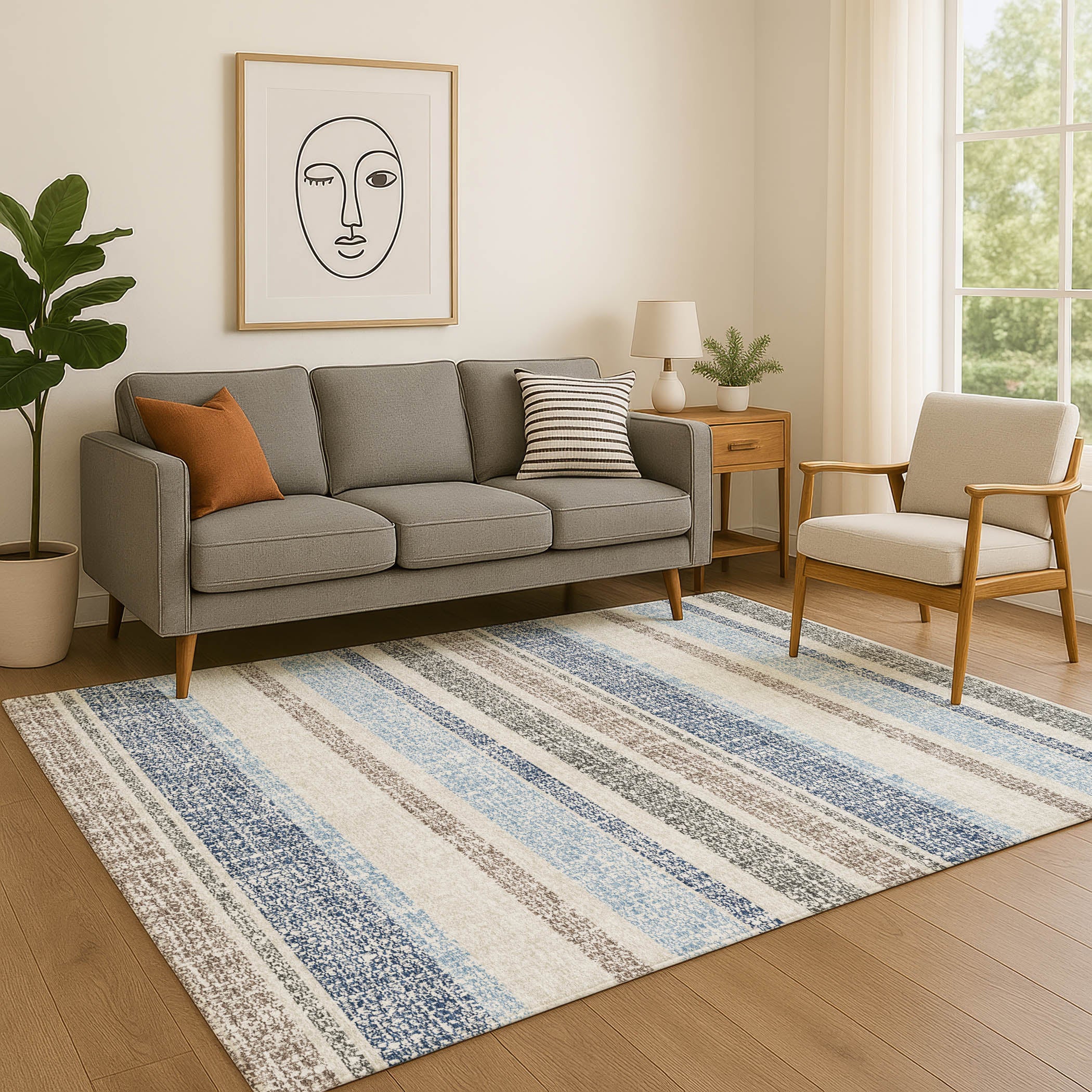 Valletta Machine Washable Transitional Navy Blue Rug 2'6" x 3'10" #shape_Rectangle