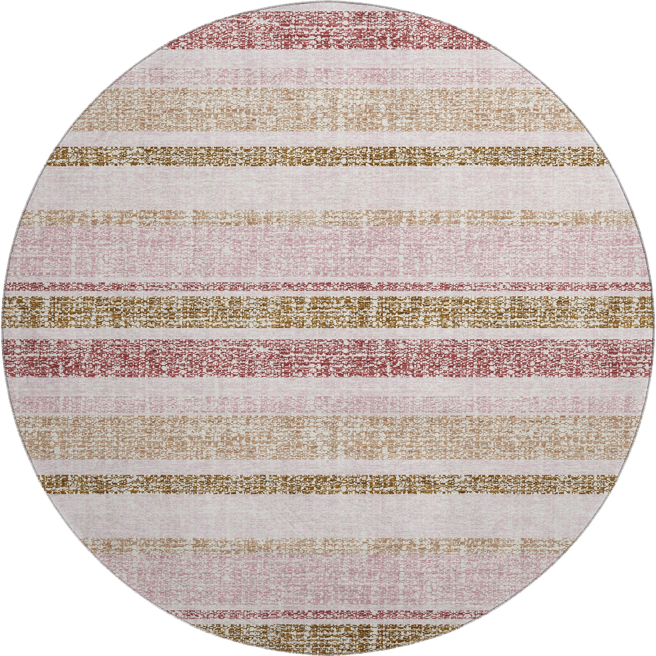 Valletta Machine Washable Transitional Pink Rug 8' x 8' #shape_Round