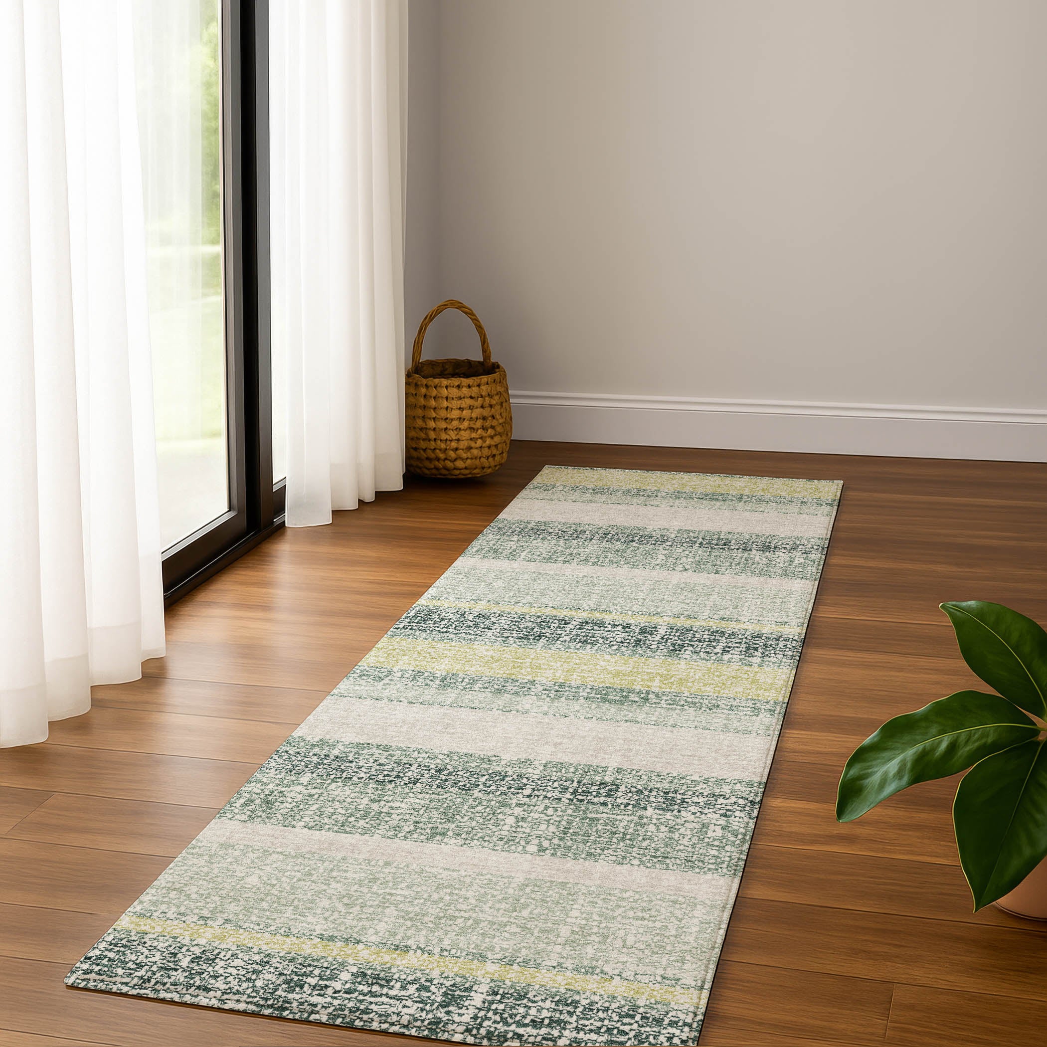 Valletta Machine Washable Transitional Seafoam Blue Rug 2'3" x 7'6" #shape_Runner