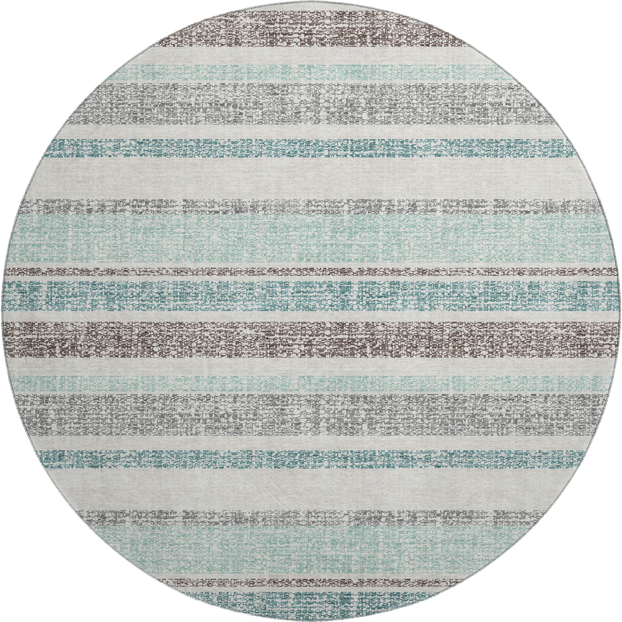 Valletta Machine Washable Transitional Teal Rug 8' x 8' #shape_Round