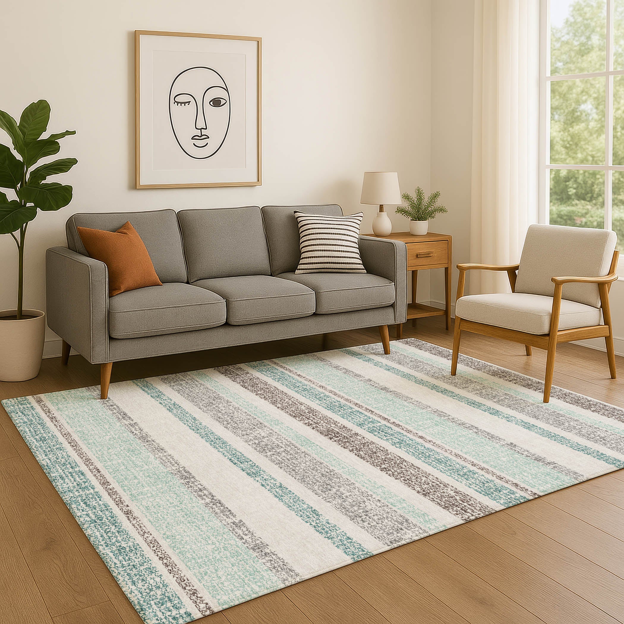 Valletta Machine Washable Transitional Teal Rug 2'6" x 3'10" #shape_Rectangle