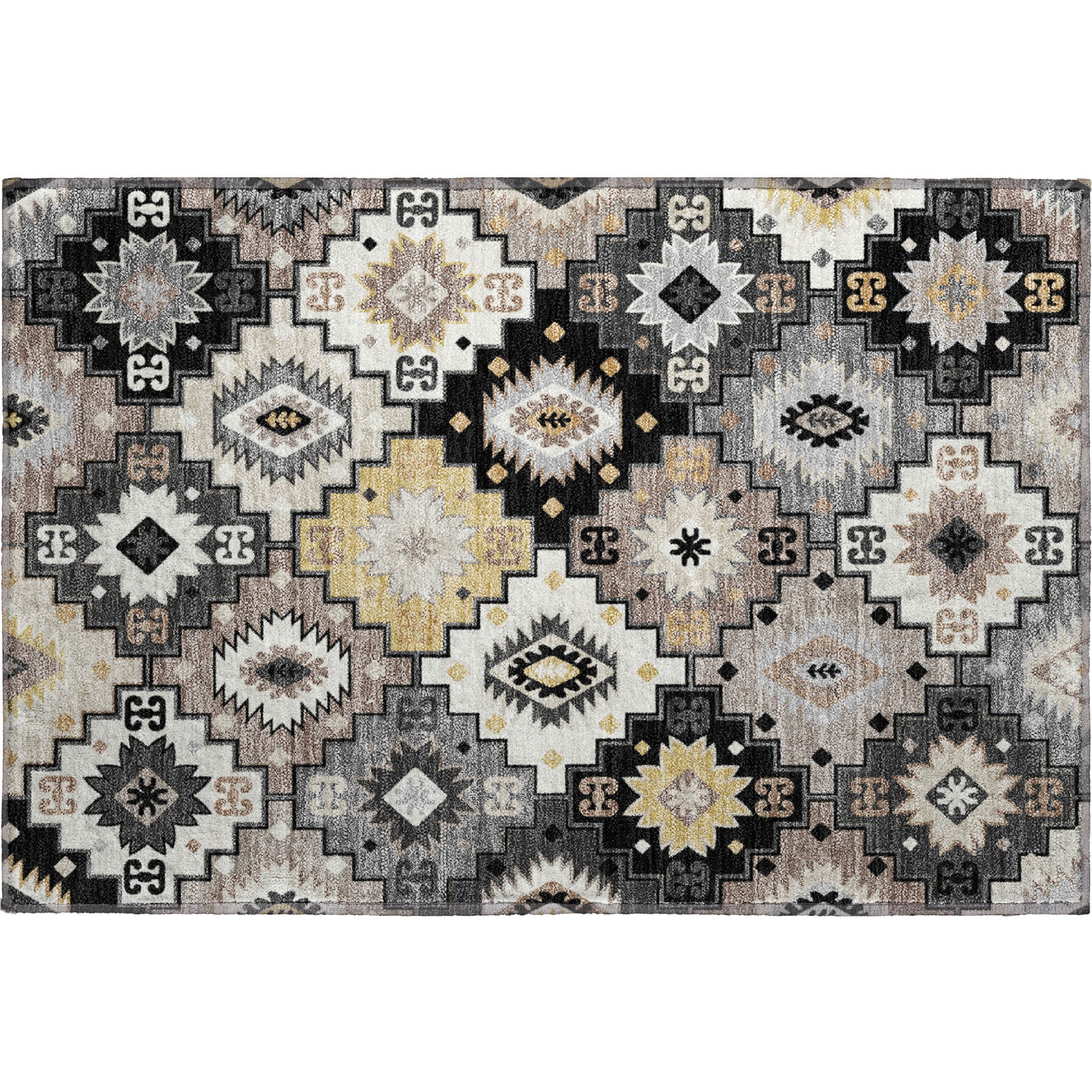 Athens Machine Washable Transitional Black Rug 1'8" x 2'6" #shape_Rectangle