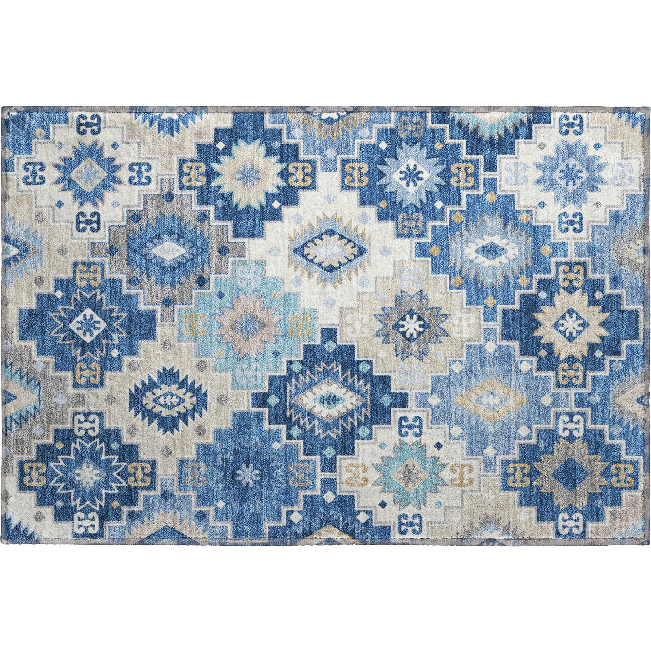Athens Machine Washable Transitional Blue Rug 1'8" x 2'6" #shape_Rectangle