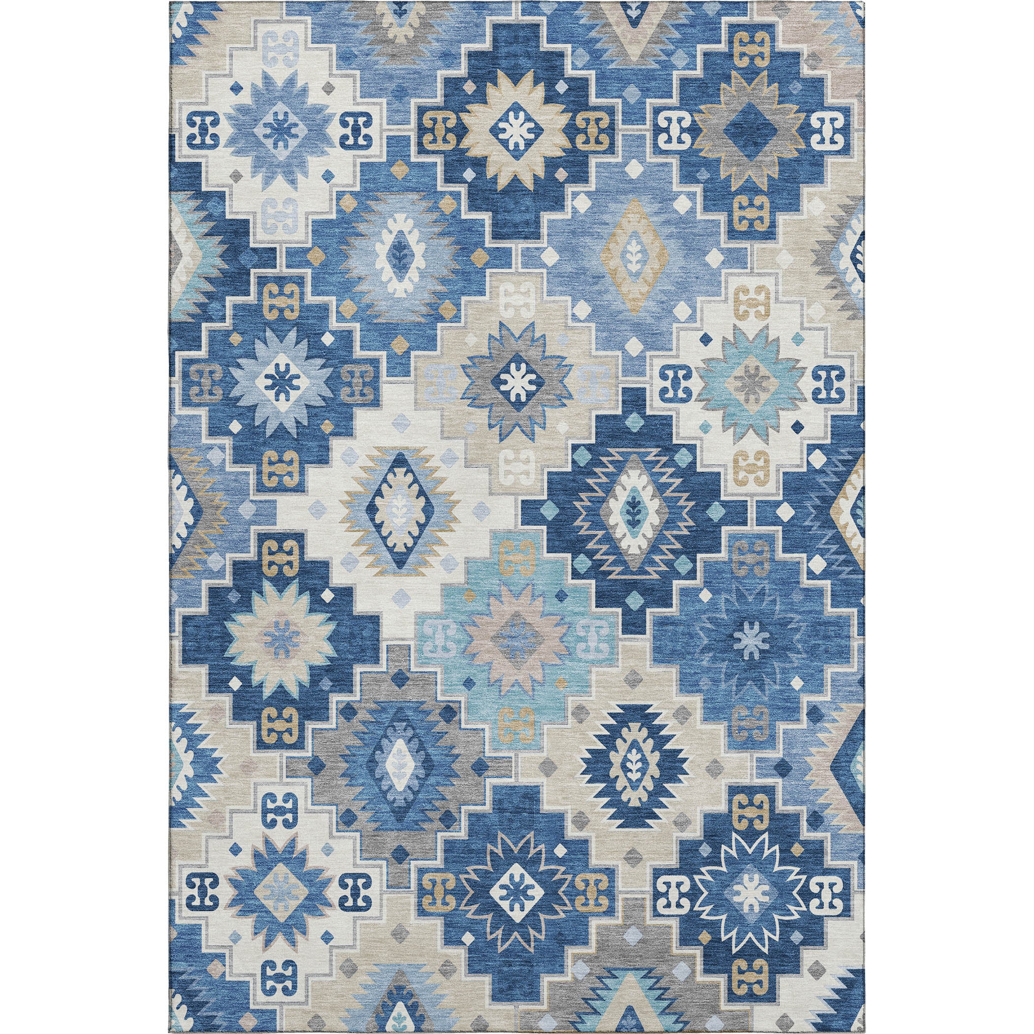 Athens Machine Washable Transitional Blue Rug 2'6" x 3'10" #shape_Rectangle