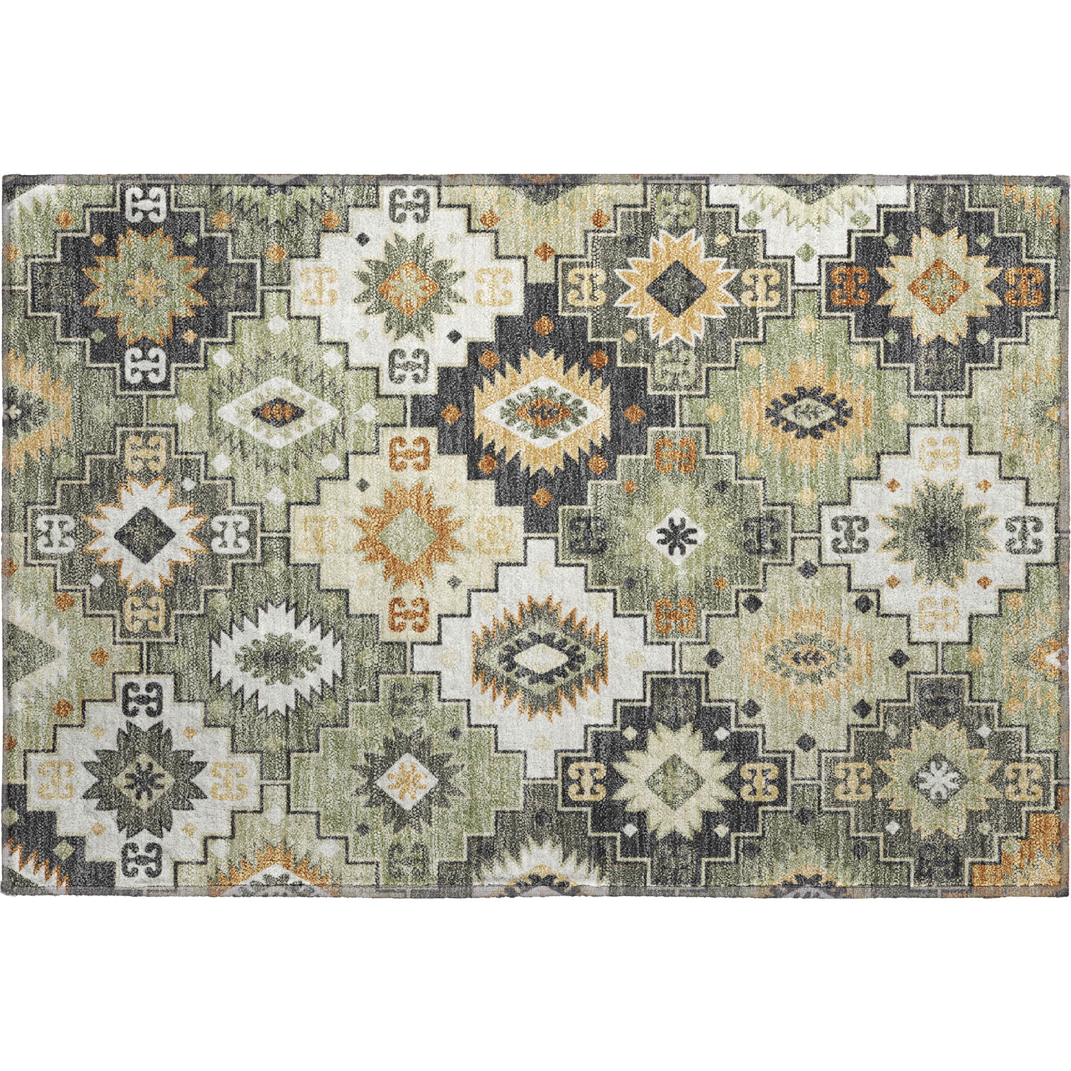 Athens Machine Washable Transitional Fern Green Rug 1'8" x 2'6" #shape_Rectangle