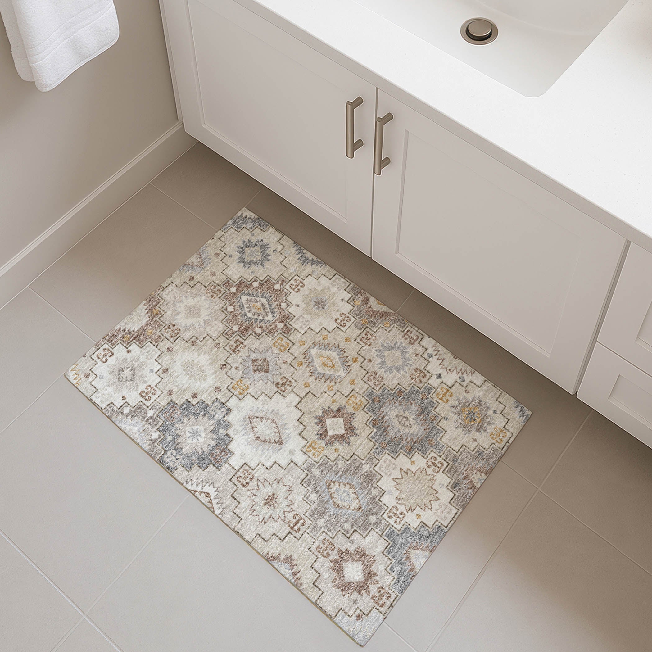 Athens Machine Washable Transitional Ivory Rug 1'8" x 2'6" #shape_Rectangle