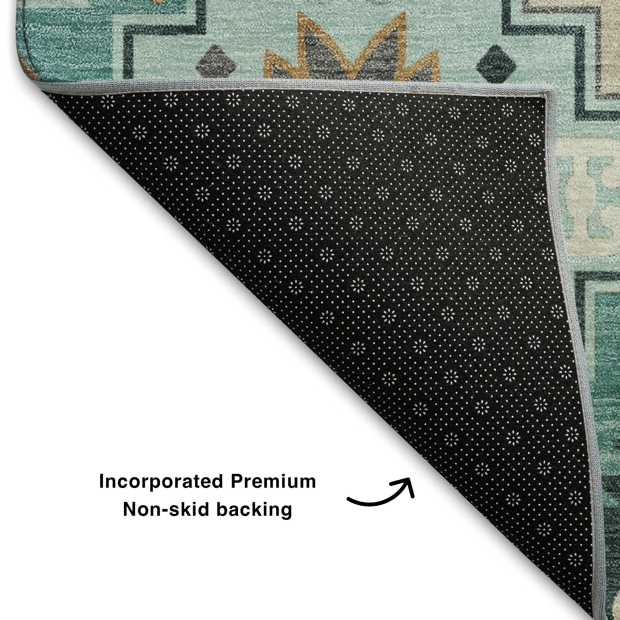 Athens Machine Washable Transitional Teal Rug 1'8" x 2'6" #shape_Rectangle