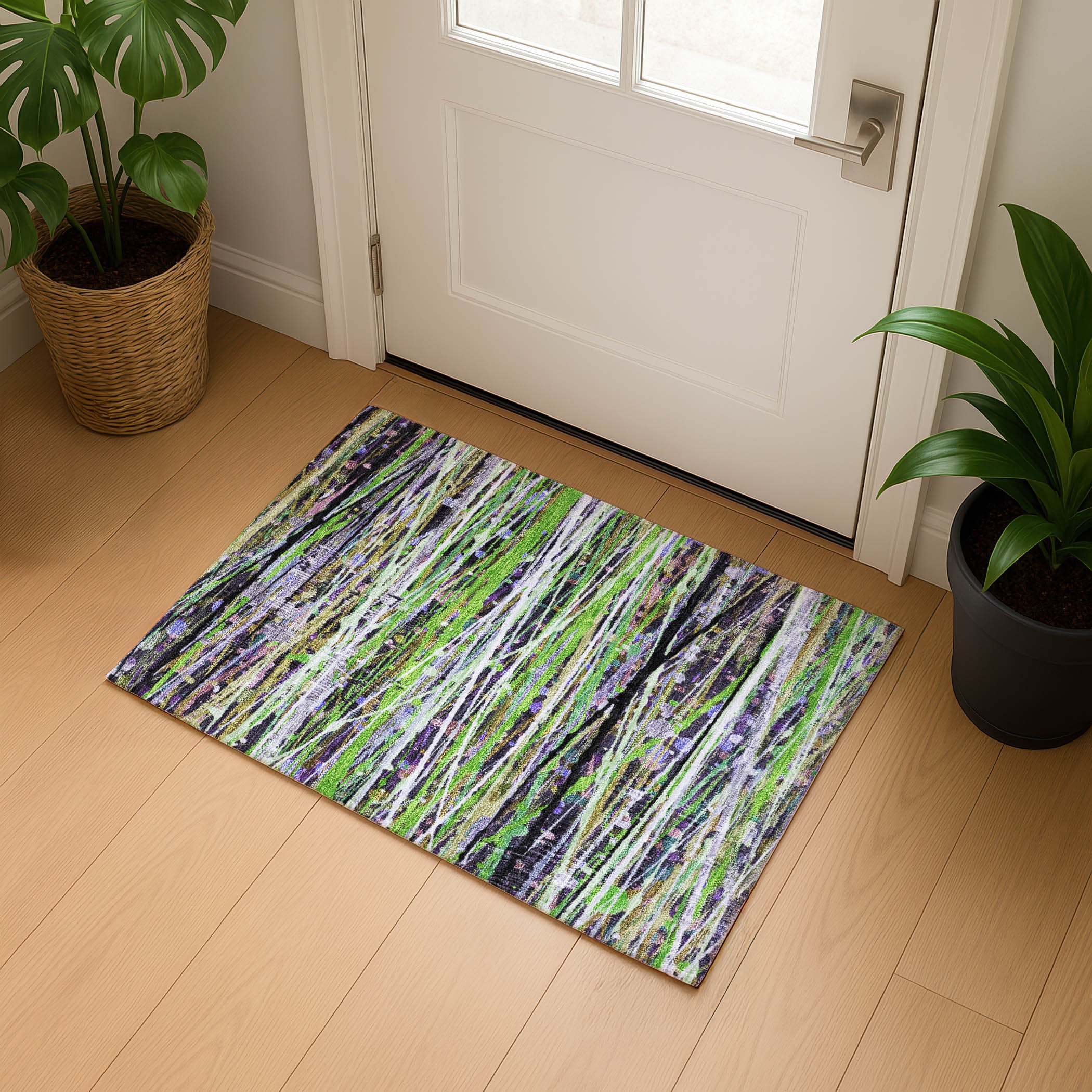 Luang Prabang Machine Washable Transitional Green Rug 1'8" x 2'6" #shape_Rectangle